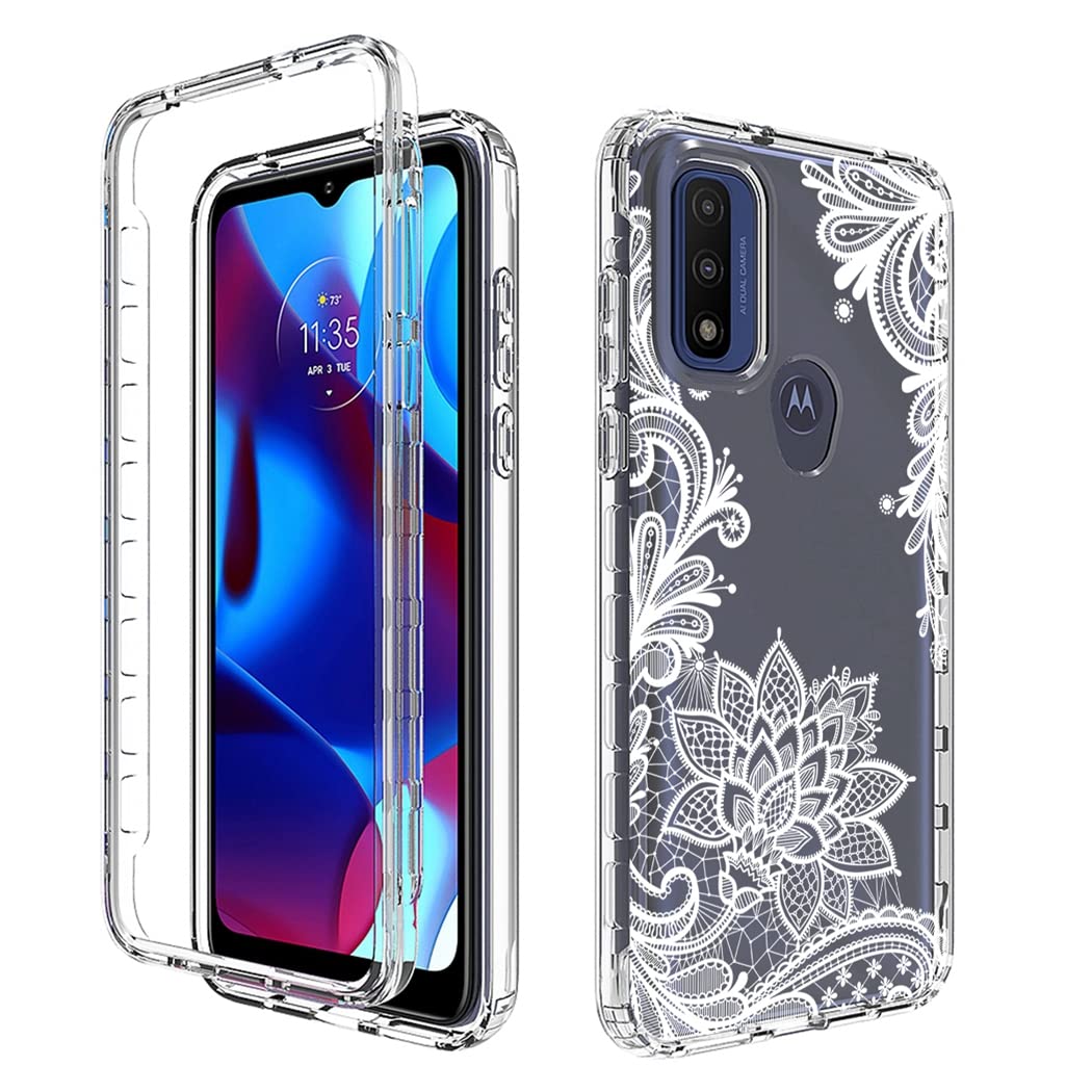**Moto G Pure 2021 Phone Case with Tempered Glass Screen Protector | Clear Mandala Design | Full Body Protective Cover for Motorola XT2163DL | Perfect for Everyday Use, Travel & Work**