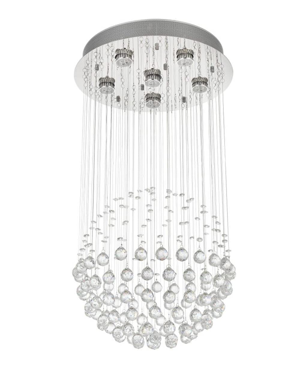 Modern Crystal Chandelier Lighting - Clear K9 Crystal Raindrop Ceiling Light Fixture, Luxurious Ball Flush Mount Light for Dining Room, Living Room, Hallway, Foyer & Entryway - 45cm Diameter x 80cm Height - Perfect for Home Decor, Wedding Venues & Luxury Interior Design