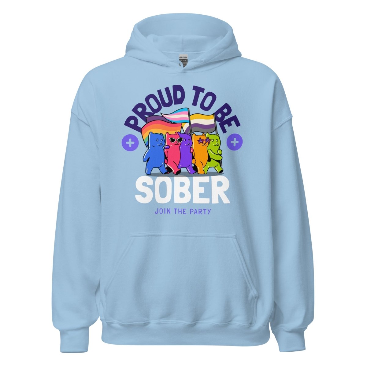 Proud to Be Sober Unisex Hoodie - Rainbow Resilience Collection | Motivational Sobriety Apparel for Recovery & Support Groups