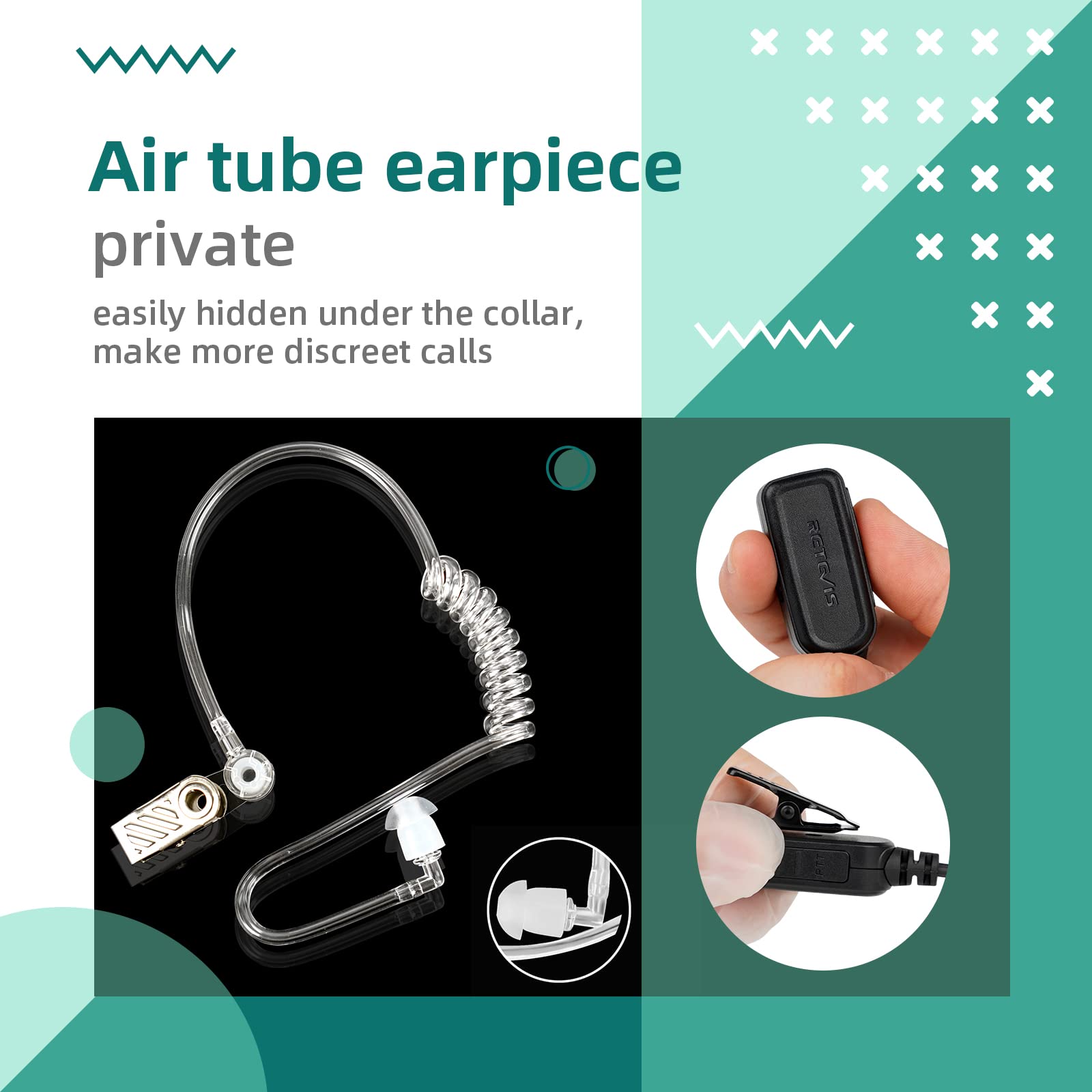 Retevis Hands-Free Walkie-Talkie Earpiece with Acoustic Tube & VOX - 2 Pin Connector - Compatible with RT22 RT68 RT21 H-777 RT86 RT27 RB45 Pxton SAMCOM Two-Way Radios - Security Radio Earpiece (4 Pack) - Ideal for Security Guards, Construction Workers & Event Staff