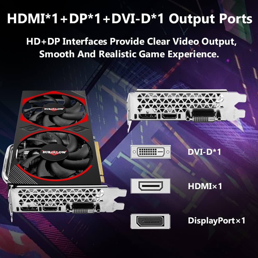 SURALLOW GTX 1660 Super 6GB GDDR6 192-Bit Gaming Graphics Card - PCIe 3.0 x16 Video Card with Twin Freeze Fans, HDMI/DP/DVI Ports for PC Gaming, Streaming & VR Experience