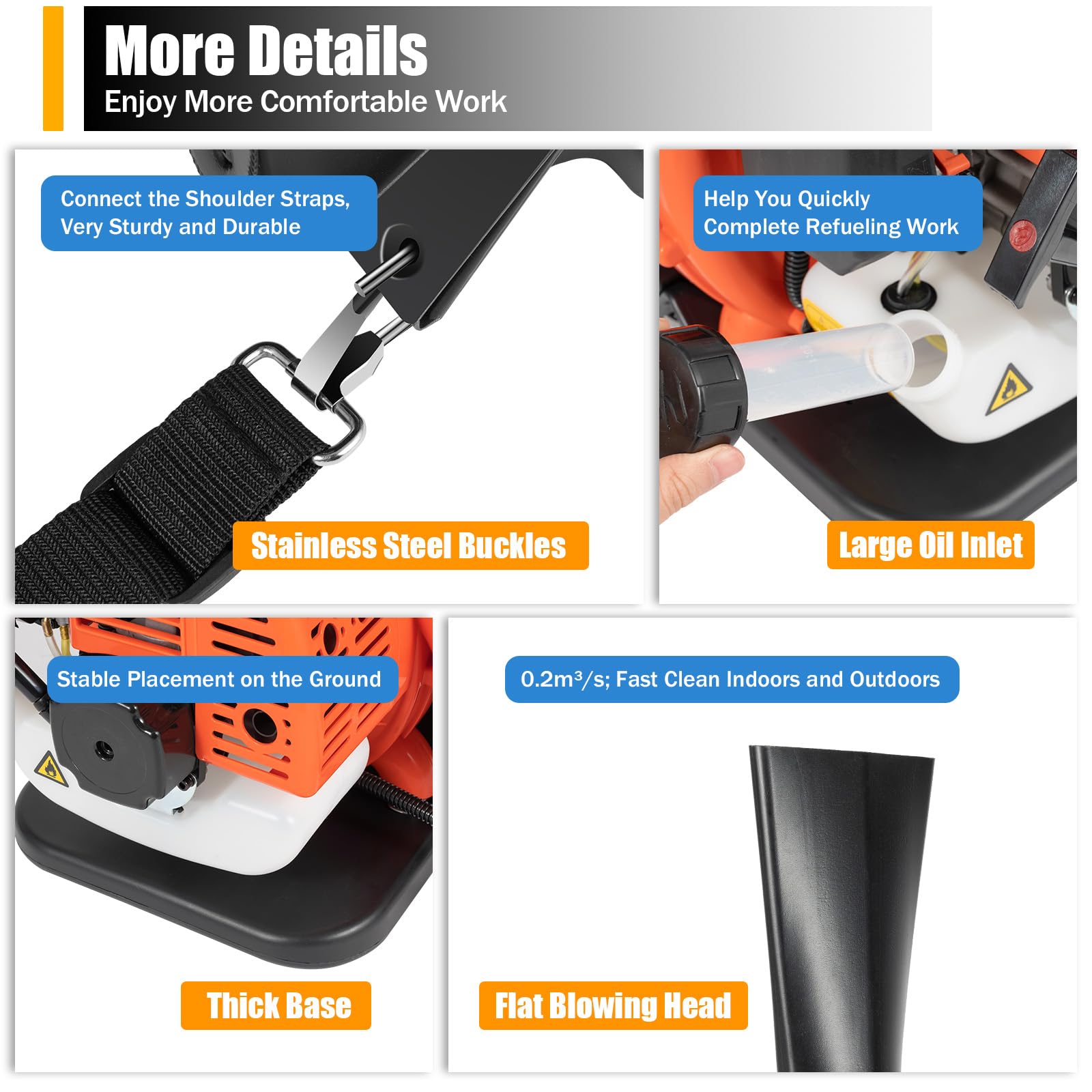 42.7cc 2-Stroke Gas Backpack Leaf Blower - Professional Grade with Horizontal Handle for Yard Cleaning, Snow Removal & Landscaping | Lightweight & Powerful Backpack Blower for Homeowners and Professionals