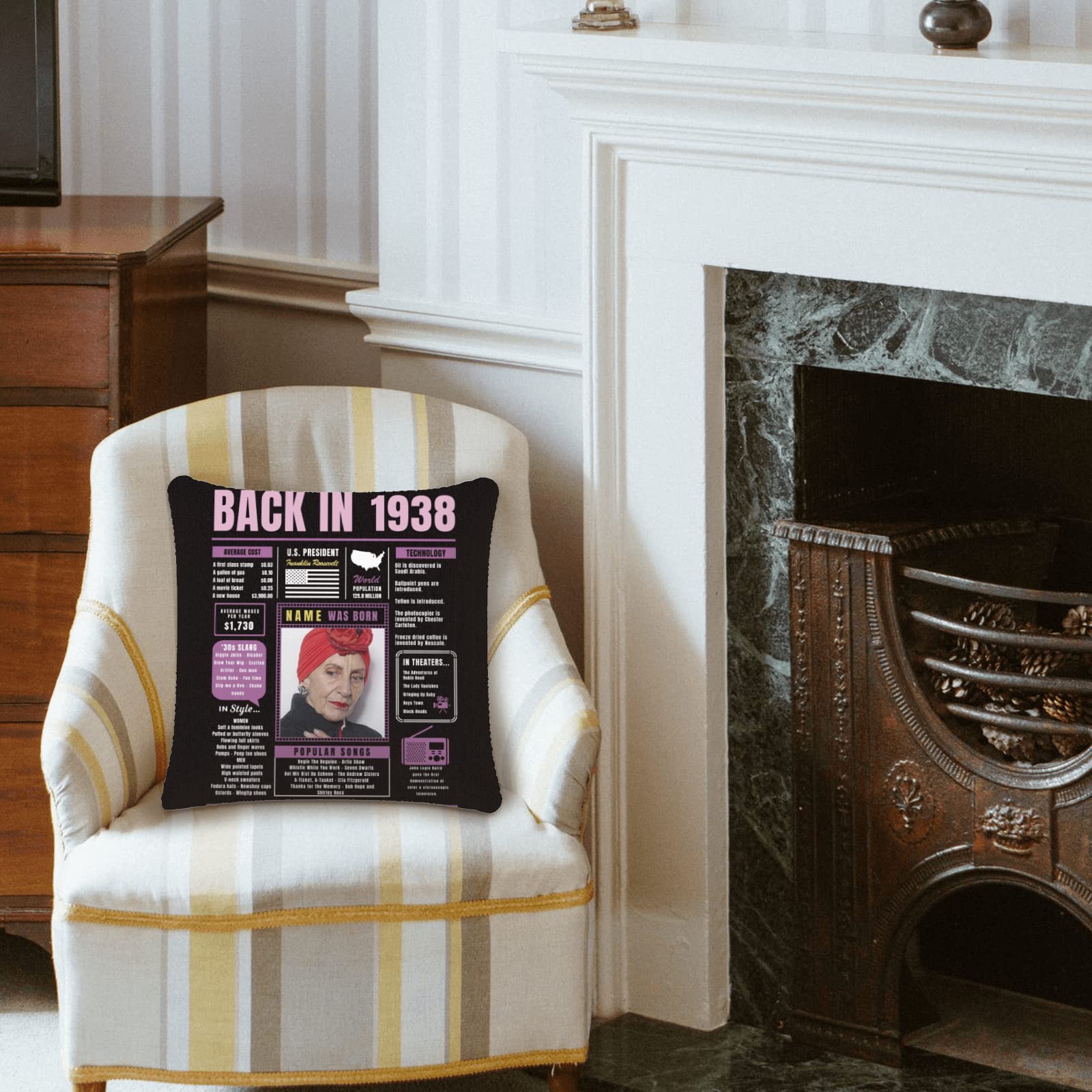 86th Birthday Gifts for Women & Men - Purple Custom Throw Pillow with 1938 Design, Super Soft Sofa Pillowcase for 86 Year Old Birthday Party Decorations | Perfect for Grandparents, Couples & Family Celebrations