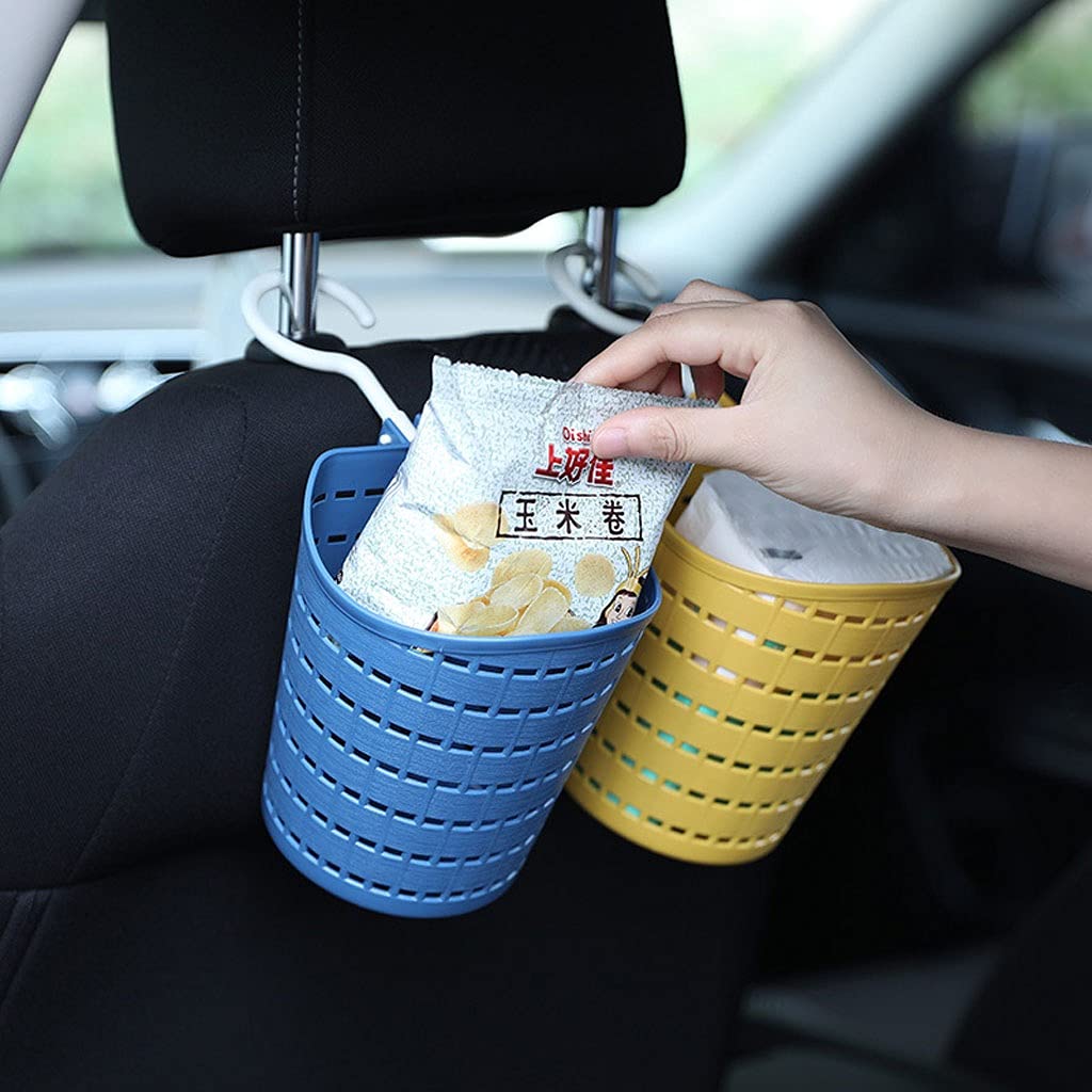Eco-Friendly Mini Woven Trash Can - Hanging Desktop Garbage Bin for Bathroom, Office & Kitchen - Creative Hollow Design Storage Basket (Yellow) - Perfect for Small Spaces & Waste Management