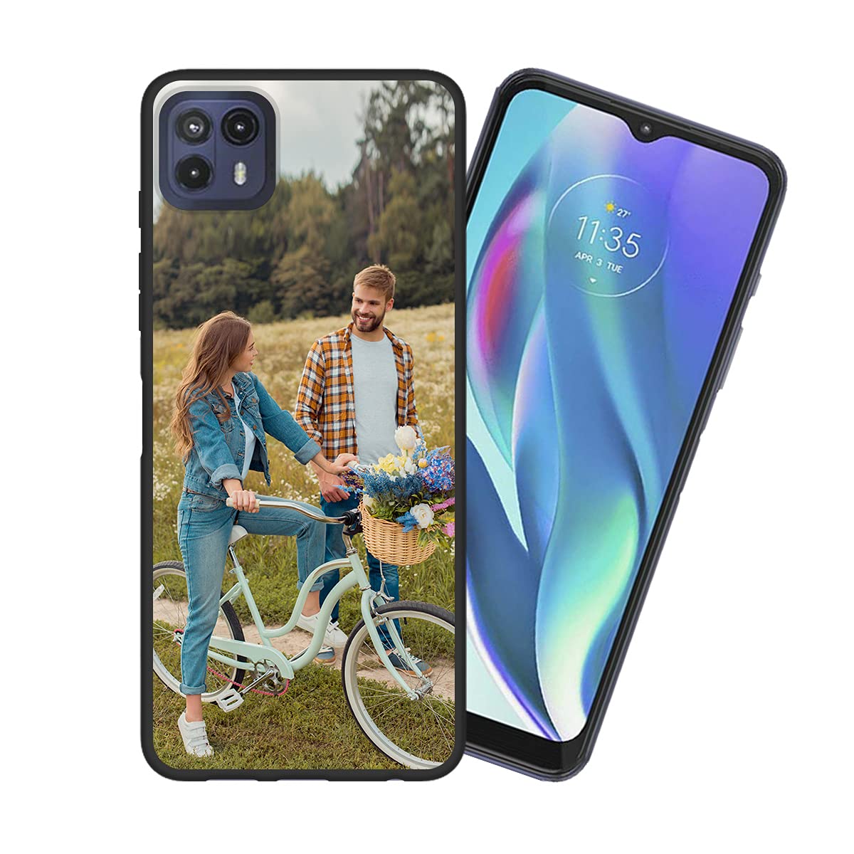 Styletify Custom Phone Case for Moto G50 5G - Personalized Picture Shockproof Silicone Cover, Soft Candy Design Protective Case (Black) - Perfect Christmas Birthday Gift for Family & Friends