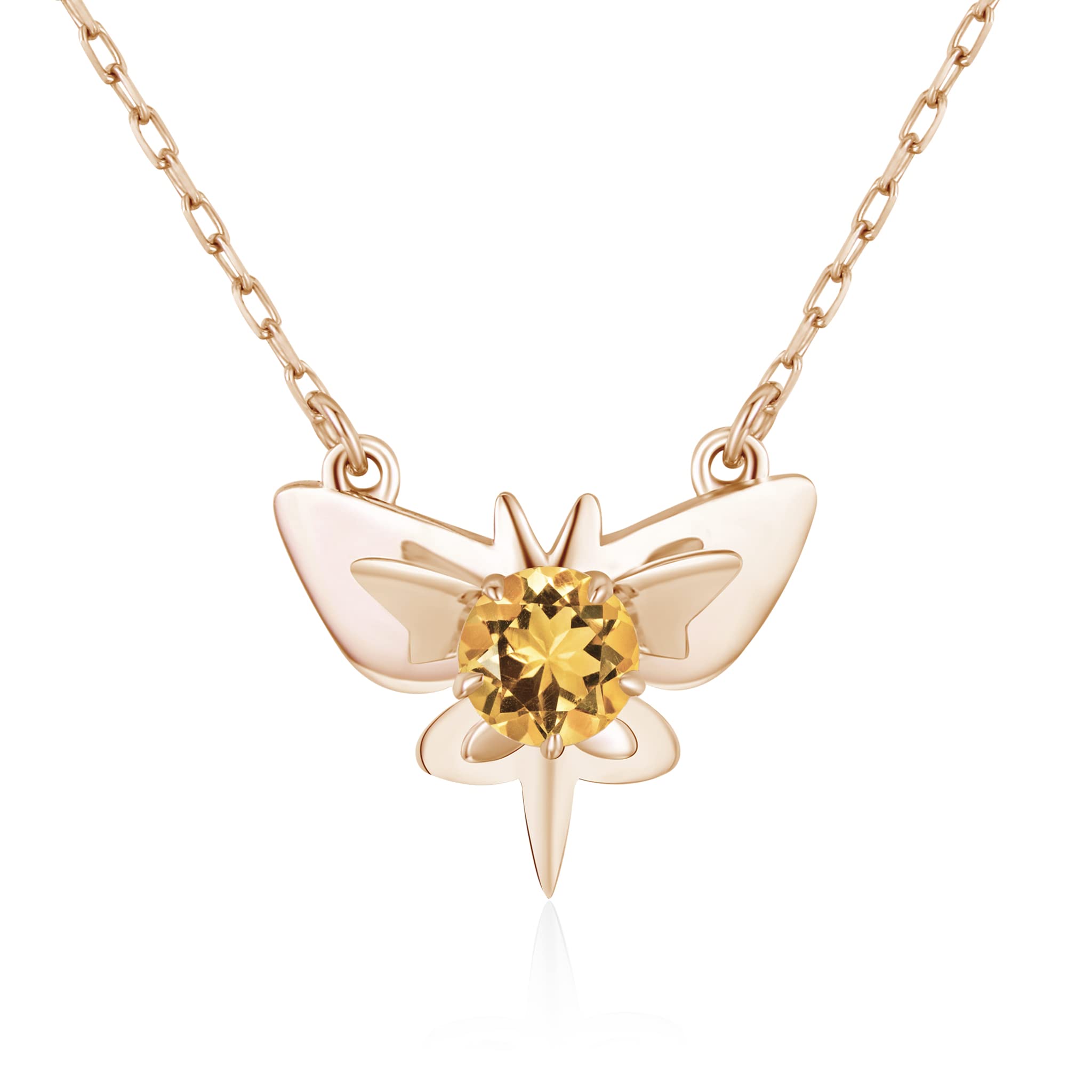 Elegant Butterfly Citrine Necklace - Dainty Layering Gold Pendant - November Birthstone Jewelry - Minimalist Yellow Sapphire Charm for Women - Perfect for Layering, Everyday Wear & Special Occasions