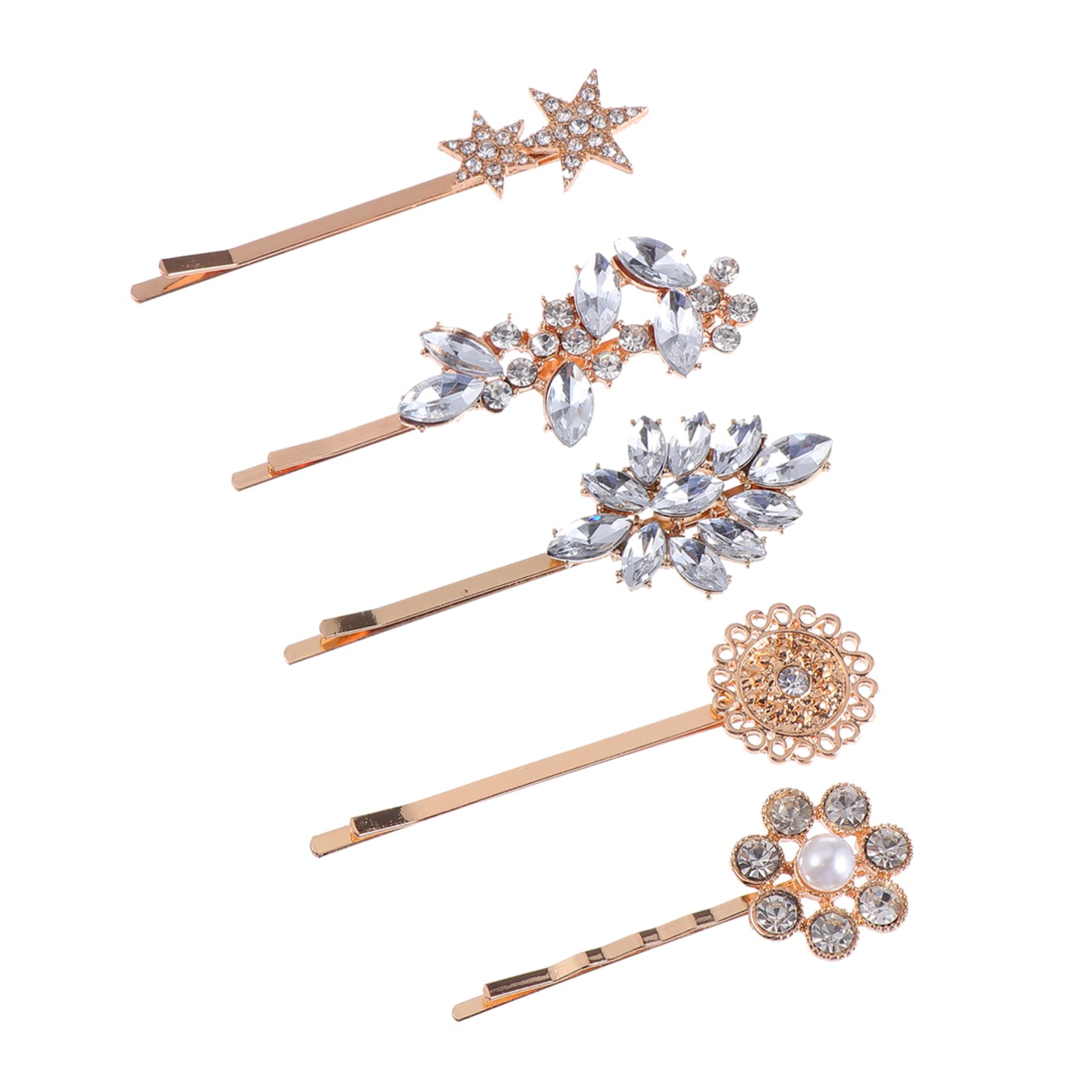 Beavorty 5pcs Vintage Crystal Horse Eye Hair Clips - Floral Star Bobby Pins for Women, Girls | Wedding, Party, Prom Hair Accessories & Wig Decor