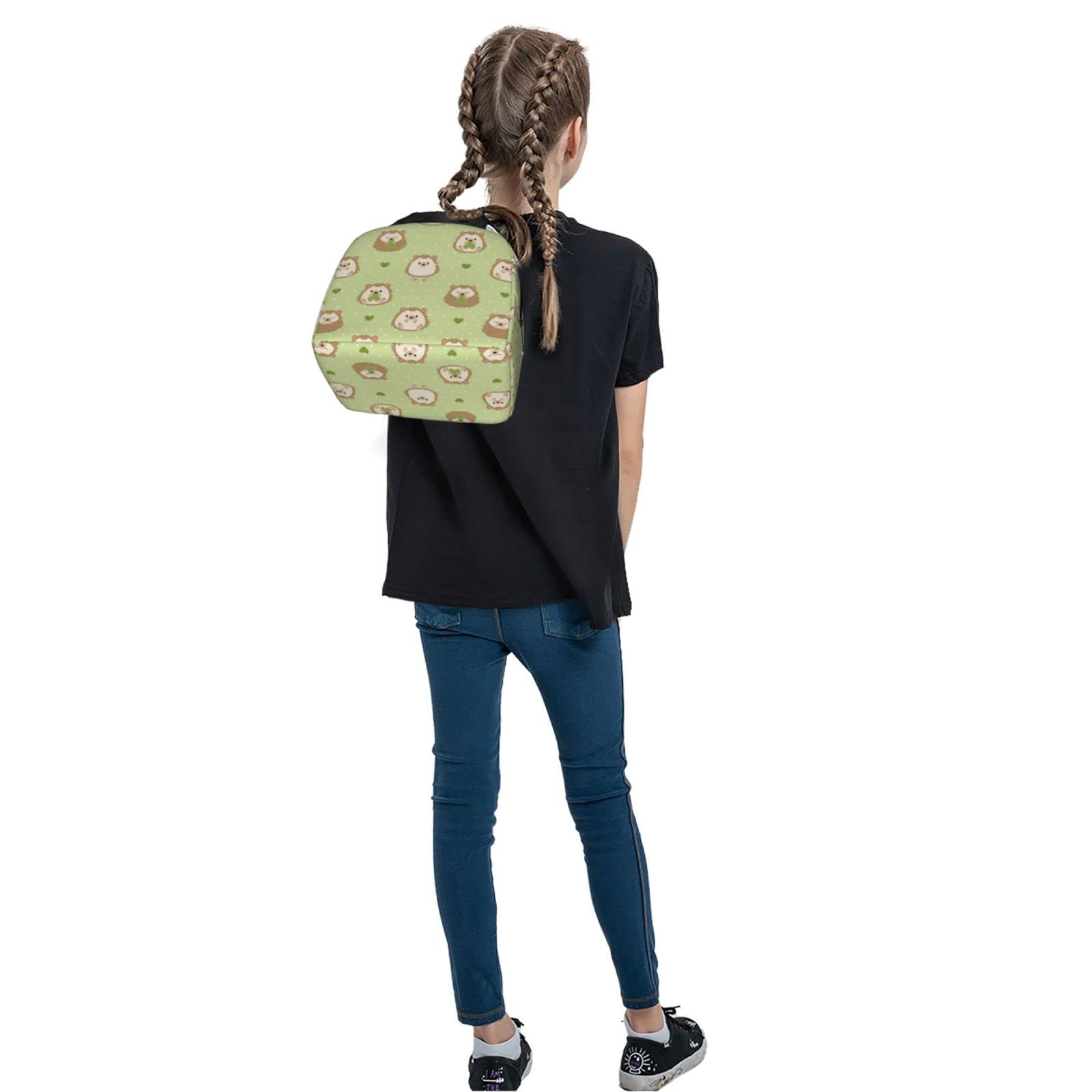 Cute Hedgehog Insulated Lunch Box - Reusable Thermal Meal Bag for School, Work, Travel & Picnic | Portable Food Container for Boys & Girls | Garden-Themed Design with Grass Pattern | Perfect for Daily Use, Outdoor Activities & Office Lunch