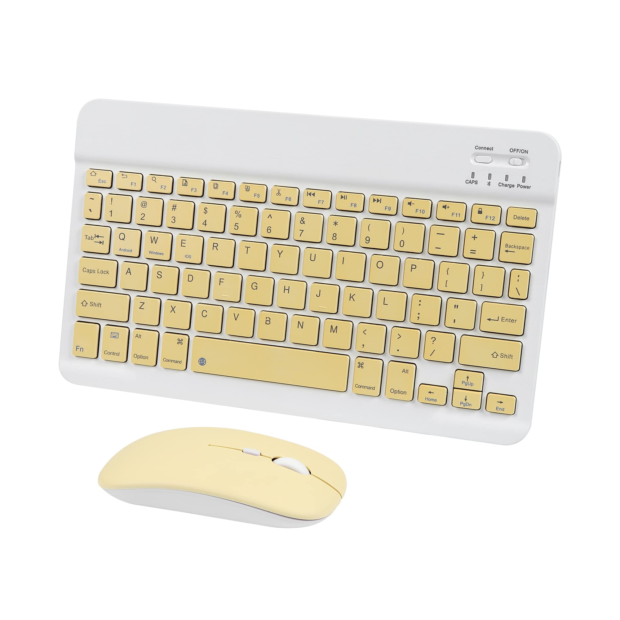 Super Space Ultra-Thin 2.4GHz Wireless Bluetooth Keyboard and Mouse Combo - Compatible with iPad Pro, iPad Air, iPad 9.7, iOS, Android & Windows Devices - Yellow | Perfect for Home Office, Remote Work & Travel