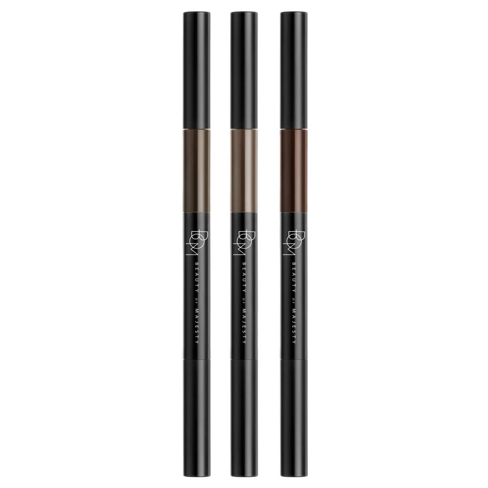 BOM 3-in-1 Eyebrow Pencil with Blender & Spoolie - Waterproof, Long-Lasting, Natural Look - Choco Brown - Perfect for Everyday Makeup, Travel & On-the-Go Touch Ups