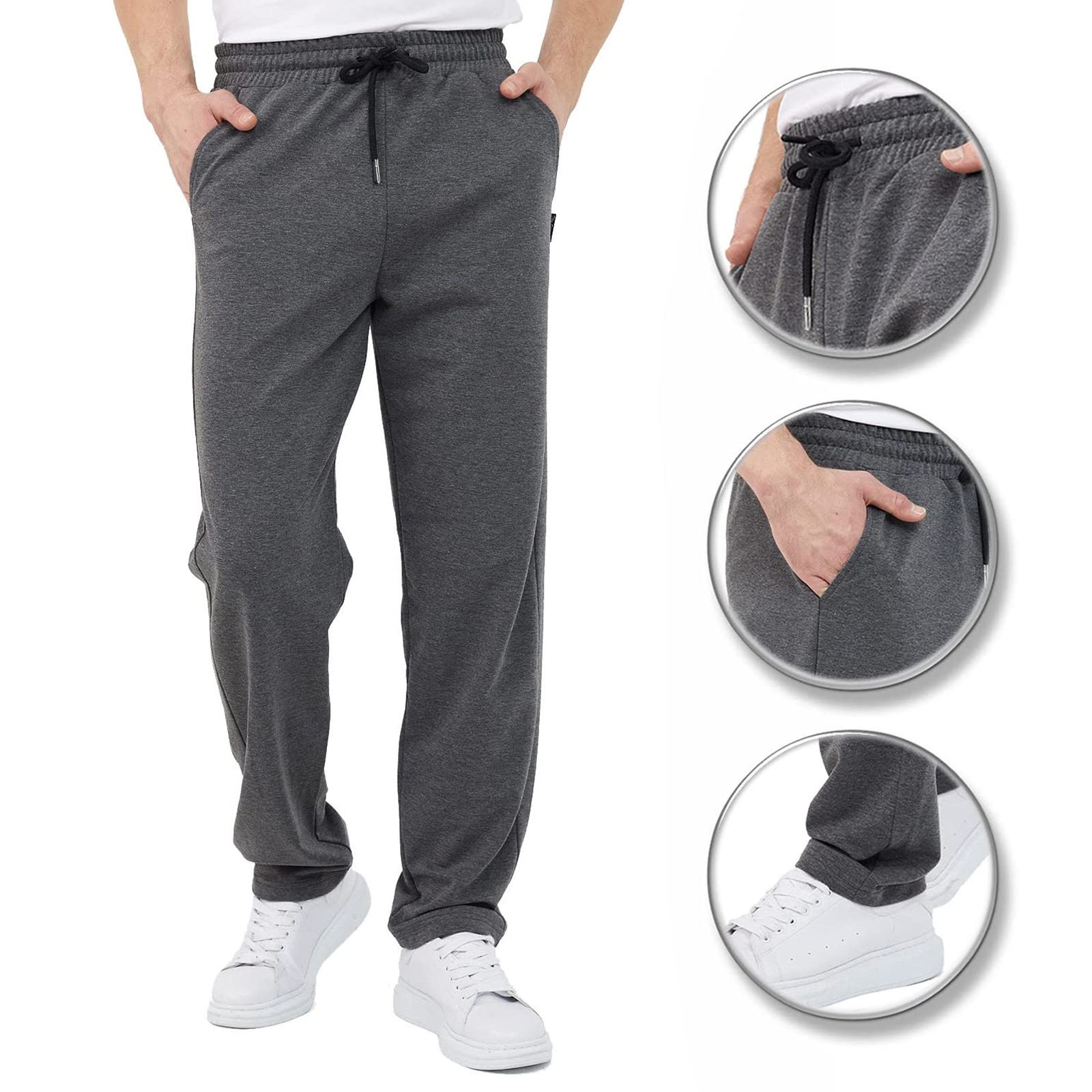 **Men's Casual Jogger Pants - Loose Fit Cotton Sports Pants with Pockets for Running, Gym, and Everyday Wear**