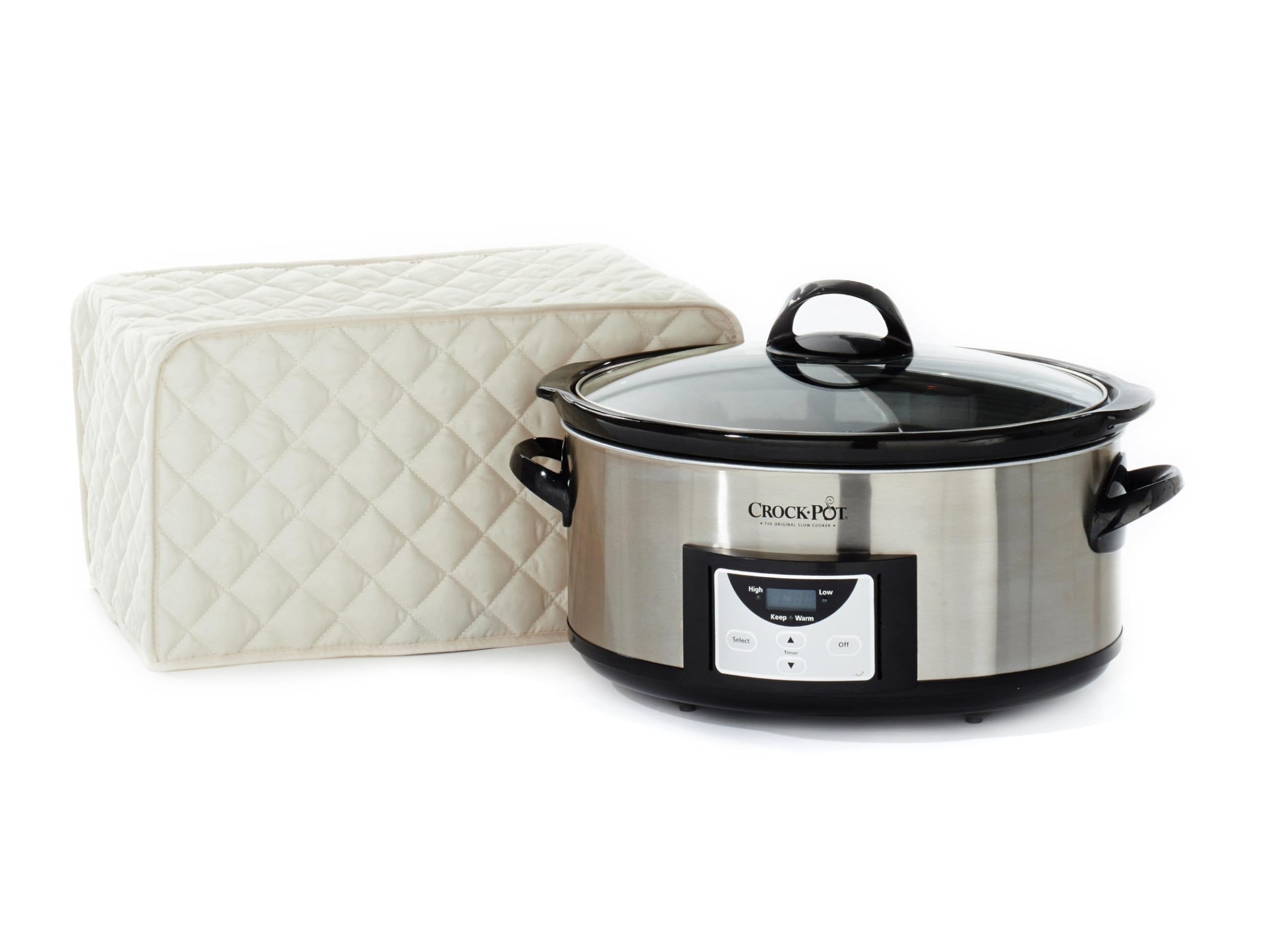 Slow Cooker Cover - Dust Protection & Stain Resistant Washable Appliance Cover for Kitchen - Cream | Perfect for Crock-Pot, Instant Pot & Food Warmers | Home & Restaurant Use