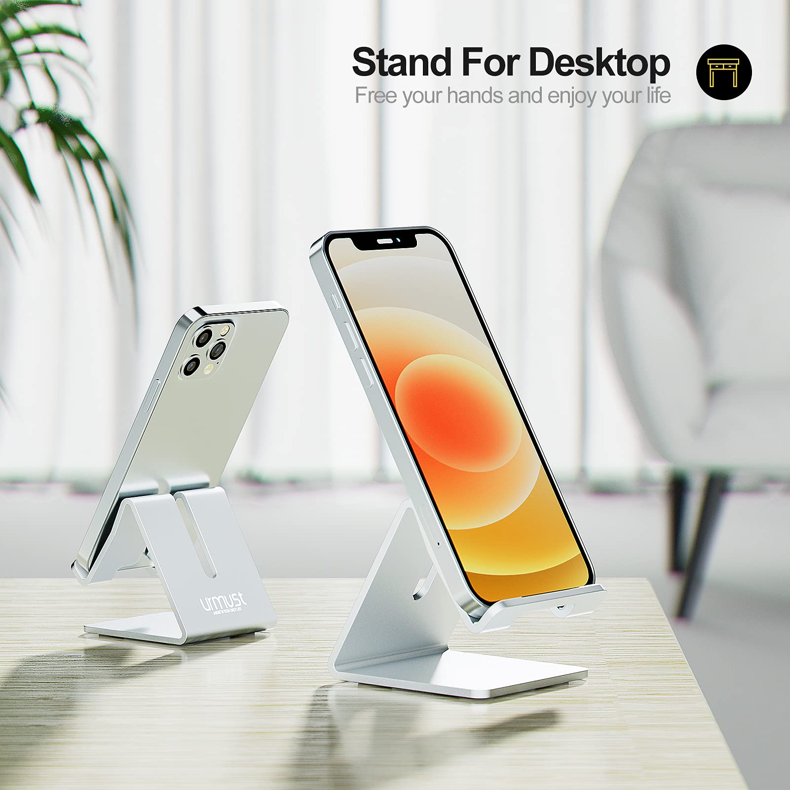 Premium Aluminum Phone Stand Holder - Universal Dock Cradle for iPhone 14/13/12/11 Pro/XS/XR/8/7/6 & Nintendo Switch - Stylish Silver Office Desk Accessory | Perfect for Work, Gaming & Video Calls