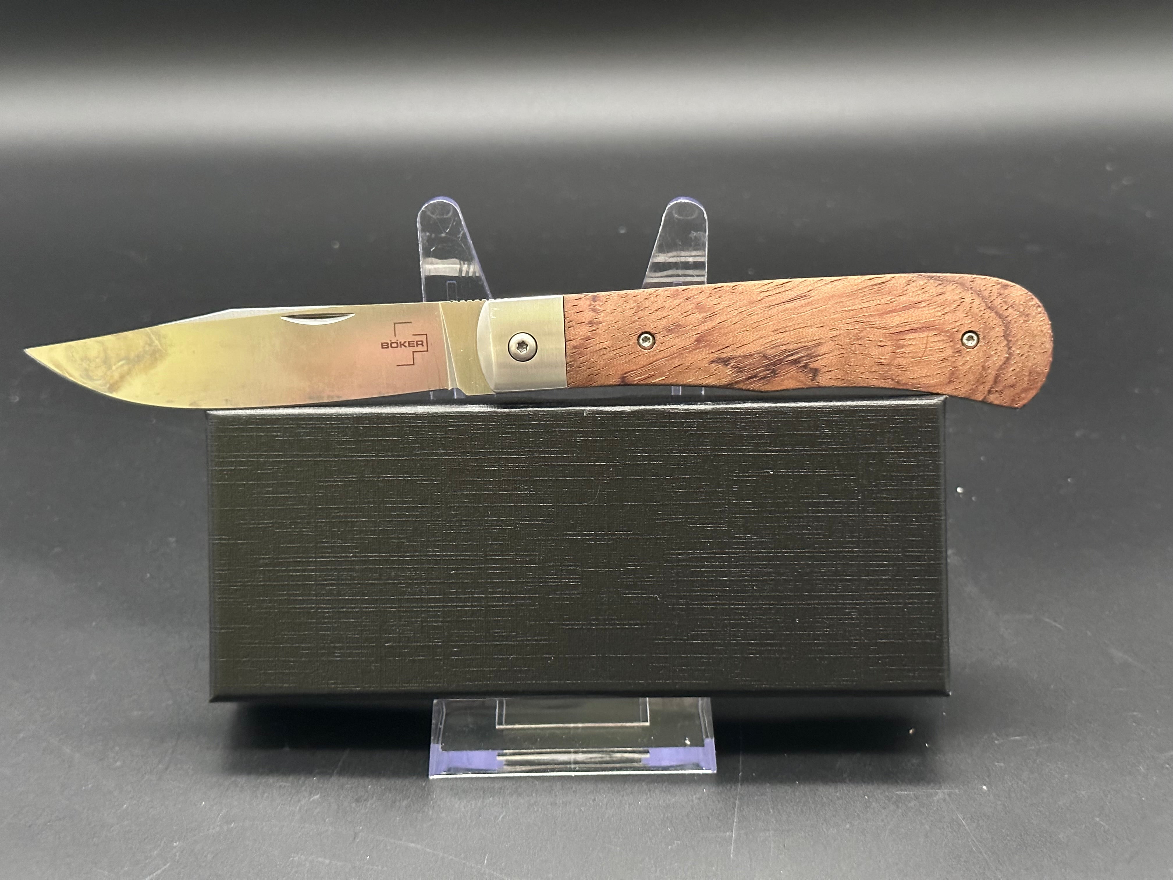 Boker Plus 01BO181 Bonfire Folding Knife with Bubinga Wood Handle and D2 Steel Blade - Perfect for Camping, Hiking, and Outdoor Survival