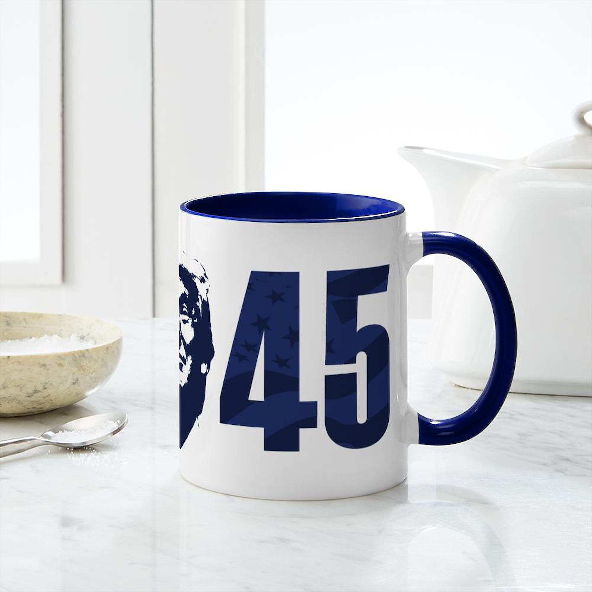 Trump 45 Mug - 11 oz (325 ml) Ceramic Coffee Cup with Handle - Perfect for Tea, Coffee & Hot Beverages - Great for Home, Office & Political Supporters