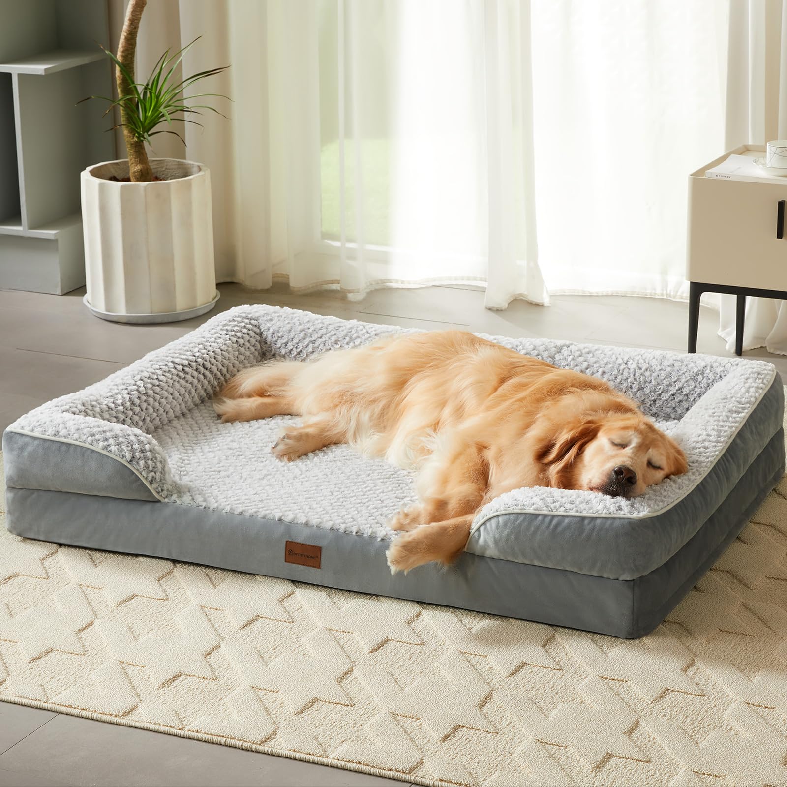 Orthopedic Dog Beds for Large Dogs - Extra Large Sofa Style Pet Bed with Egg Foam & Removable Washable Cover, Waterproof & Anti-Slip Bottom - Perfect for Joint Support, Comfortable Sleeping, and Living Room Decor