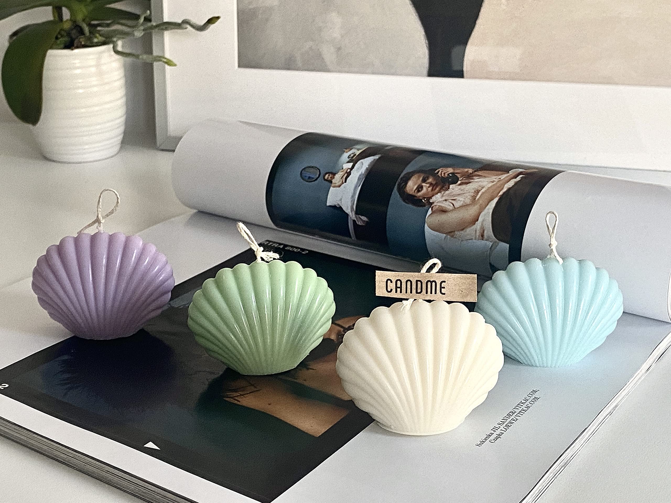 Natural Sea Shell Soy Wax Candle - Eco-Friendly Turquoise & Green Tea Scented Candles for Home Decor, Gifts, Halloween & Relaxation - Perfect for Beach Weddings, Spa Nights & Coastal-Themed Parties