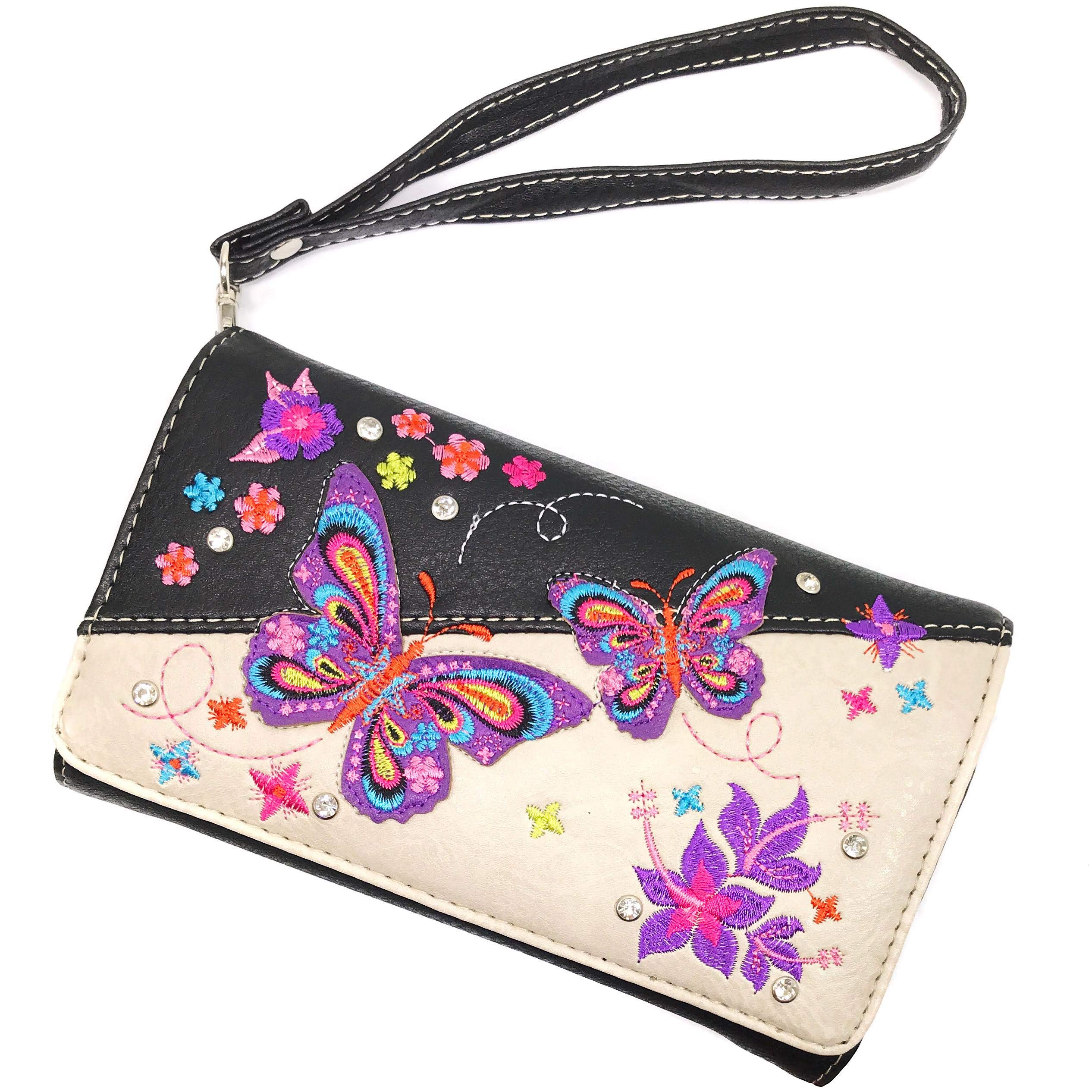 Zelris Women's Concealed Carry Handbag & Wallet Set with Butterfly Flower Embroidery - Perfect for Everyday Use, Travel, and Special Occasions