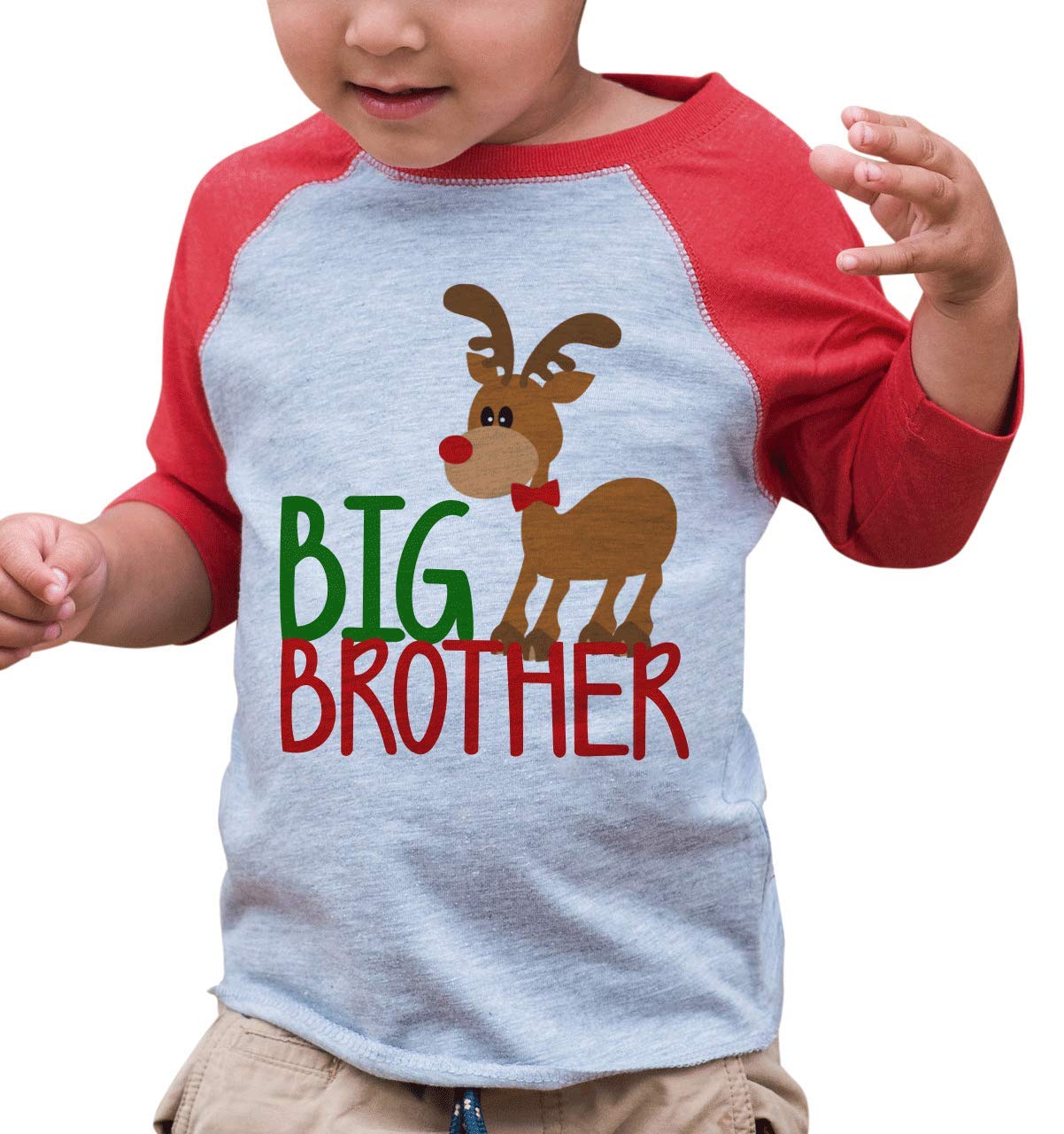 7 Ate 9 Apparel Youth Big Brother Christmas Shirt - Red Holiday Graphic Tee for Kids & Teens - Perfect for Family Gatherings, Christmas Photos & Festive Celebrations