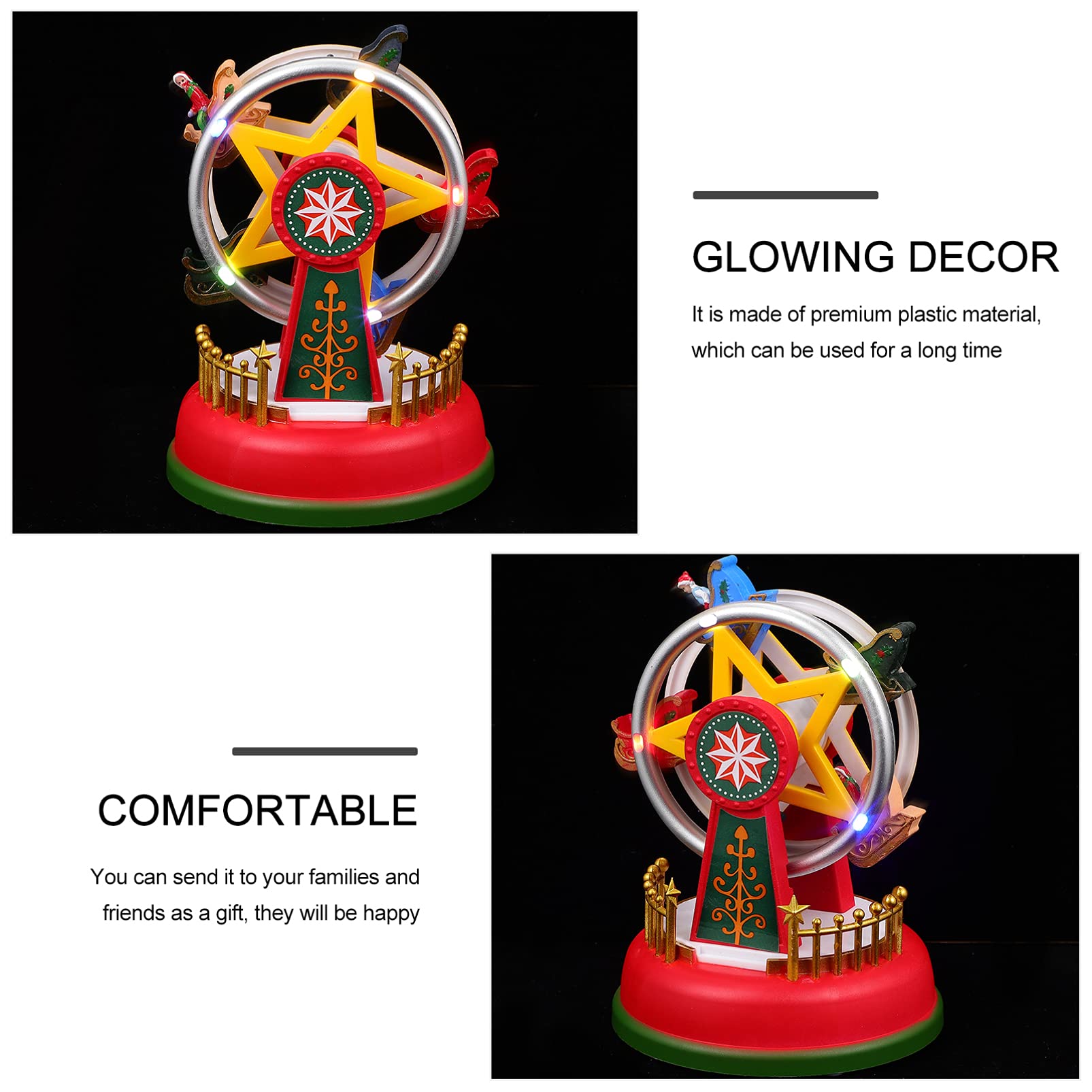 FOMIYES Musical Ferris Wheel Toy - Light Up Christmas Nativity Decor with Music for Kids, Plastic Sky Wheel Sculpture for Holiday Home Decoration | Perfect for Christmas Tree Ornaments, Birthday Gifts & Children's Room Decor