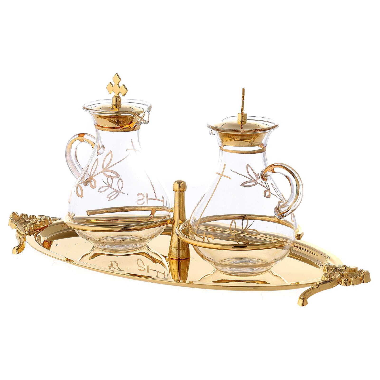 Brass Tray Cruet Set for Dining & Kitchen Decor