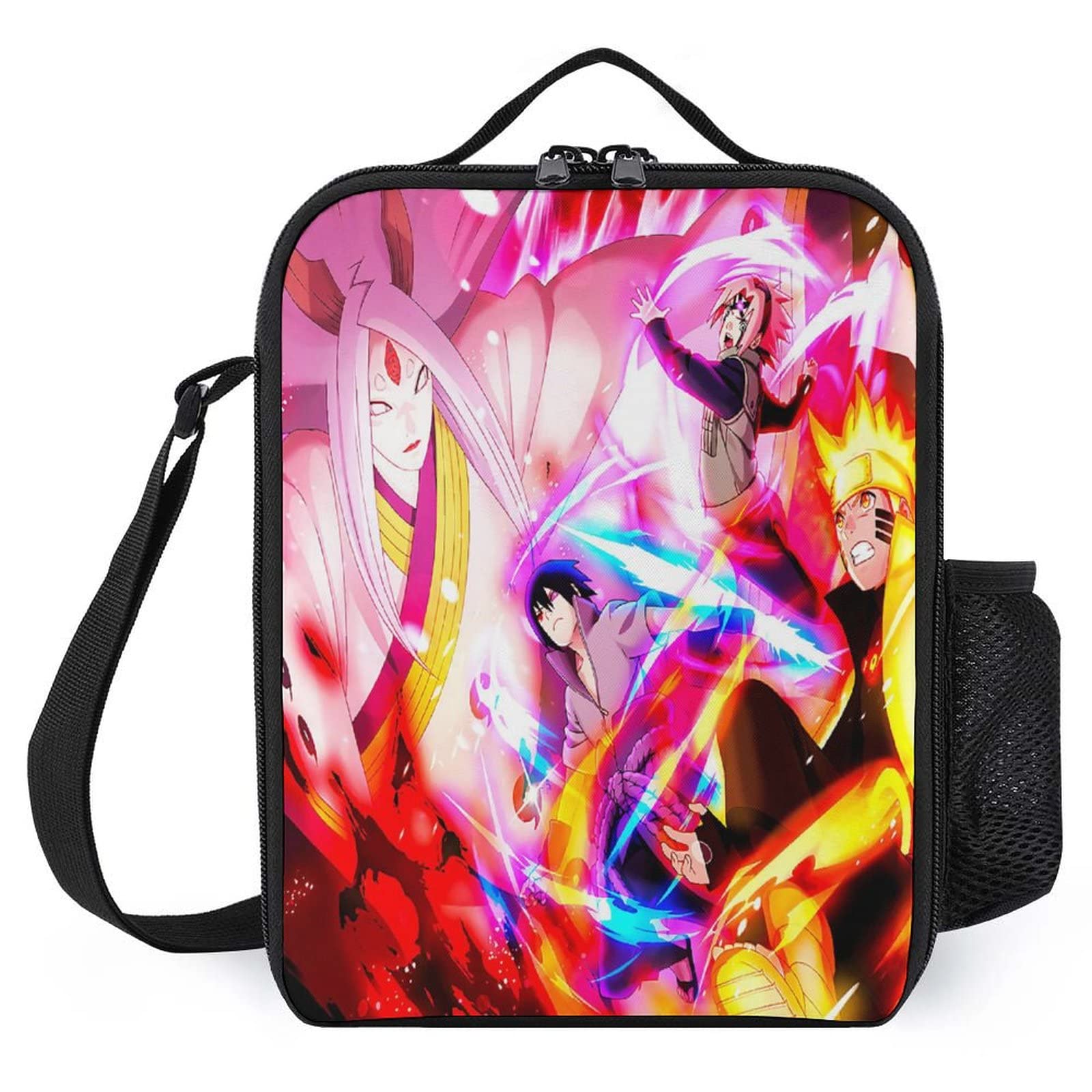 Insulated Anime Lunch Bag - Reusable & Portable Lunch Box Tote with Side Pocket for Men & Women - Perfect for Work, School, Picnic & Travel (25x20x8cm)