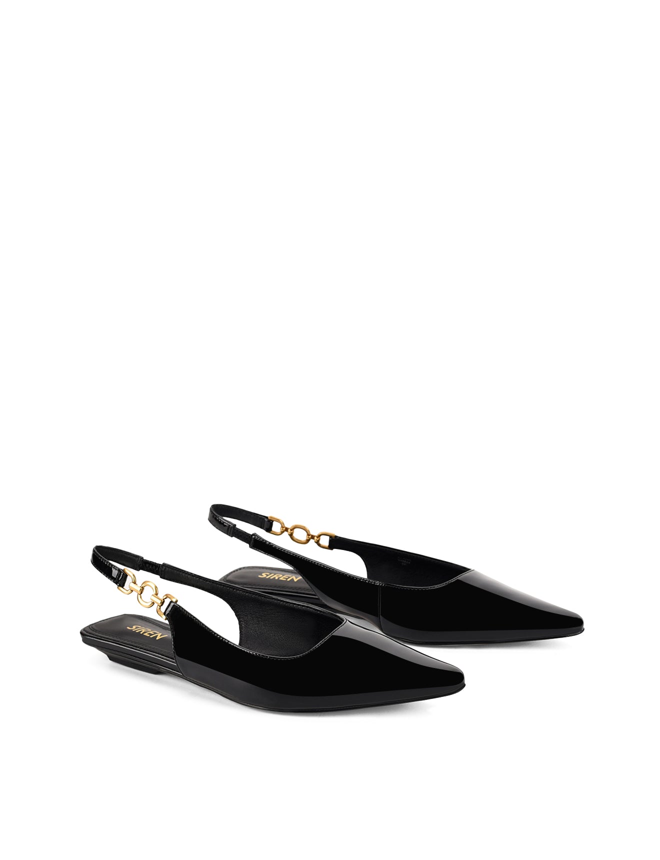 Alana Slingback Flats for Women - Black Patent Leather Pointed Toe Shoes | Comfortable Dress Flats for Work, Office & Special Occasions