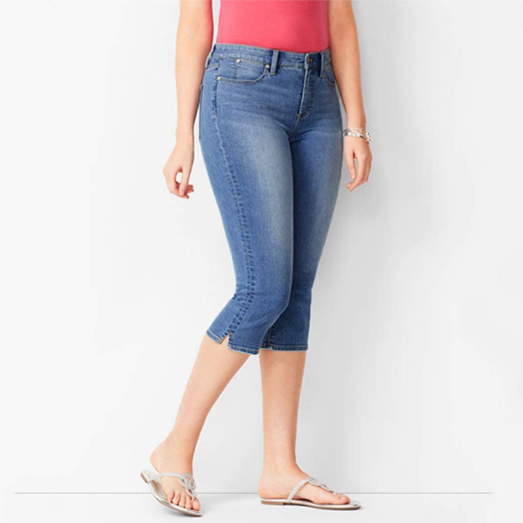Democracy Women's High Stretch Slim Fit Jeans - Calf Length Denim Pants with Waistband | Perfect for Casual Wear, Office & Night Out