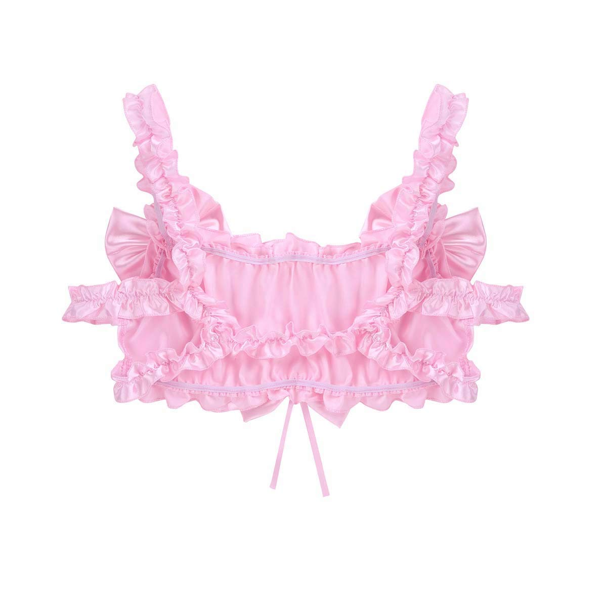 ACSUSS Sissy Men's Frilly Satin Training Bra - Wire-Free Bralette for Crossdressers & Cosplay - Comfortable Crop Top for Crossdressing, Drag Shows & Roleplay