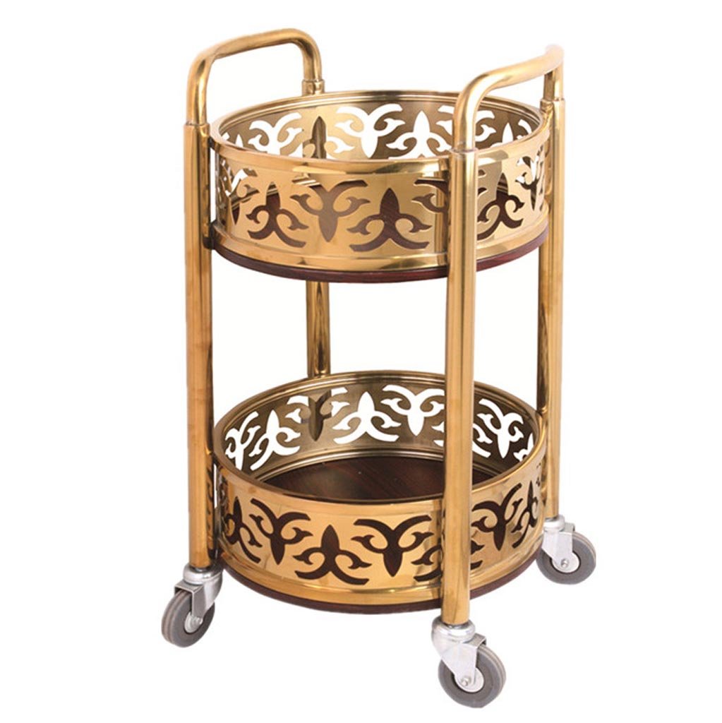 Gold Plated Wine Cart - 50kg Capacity for Hotels, Restaurants & Bars