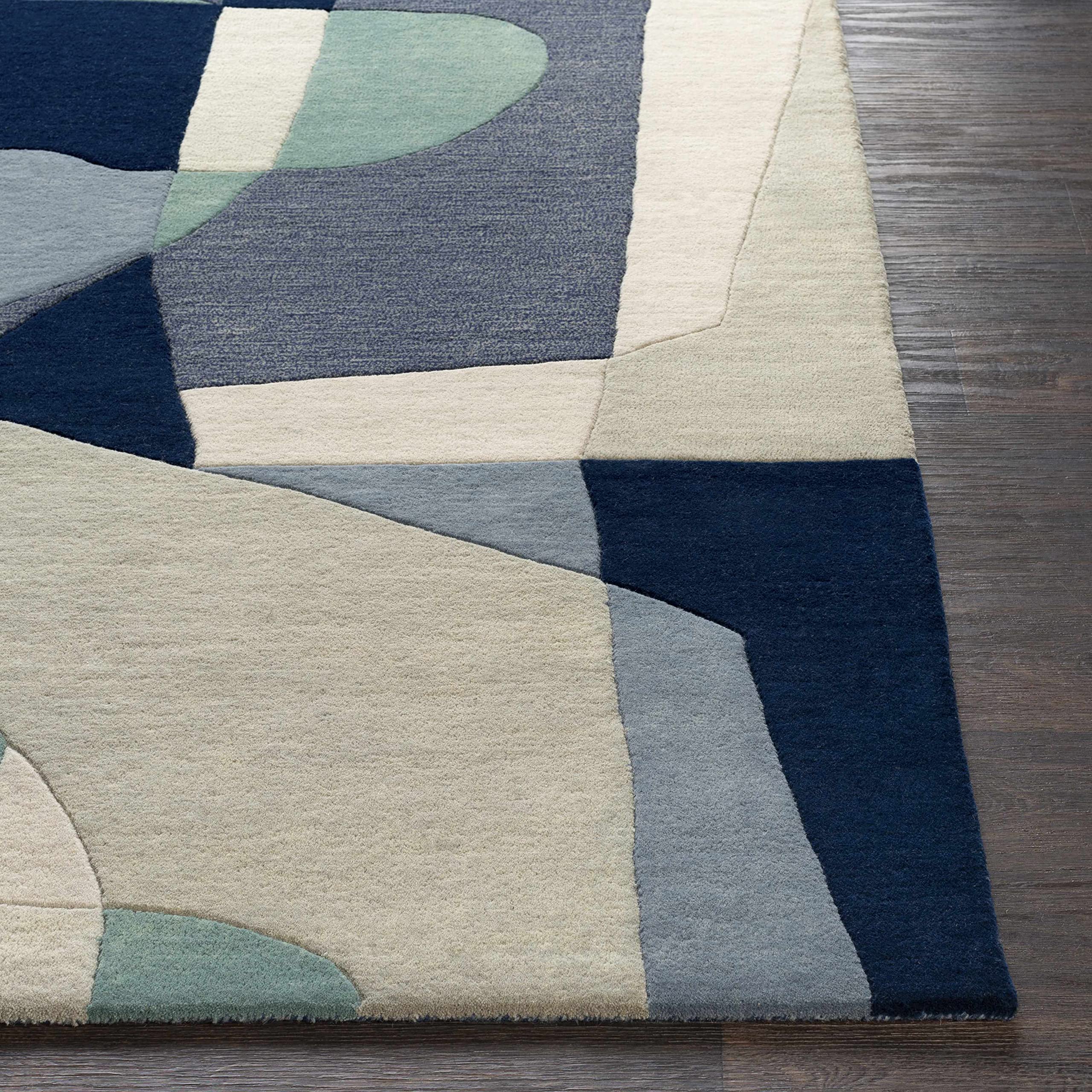 Hauteloom Crawfordsville Wool Area Rug 9' x 12' - Modern Blue & Green Handwoven Rug for Living Room, Bedroom - Soft & Durable Home Decor - Perfect for Cozy Spaces & High-Traffic Areas