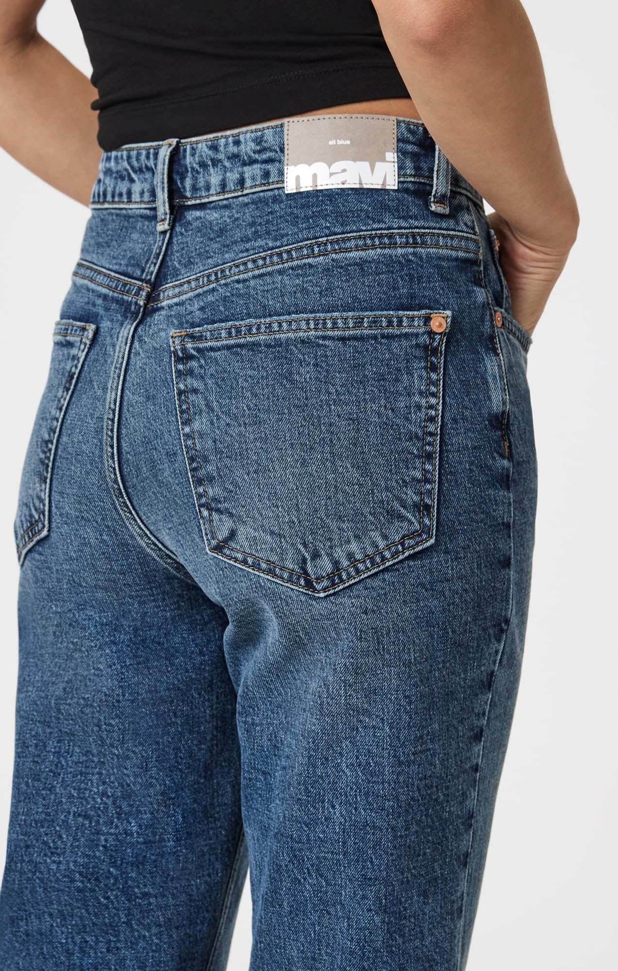 **Mavi Women's New York High Rise Straight Leg Jeans - Classic Denim Pants for Casual & Office Wear**