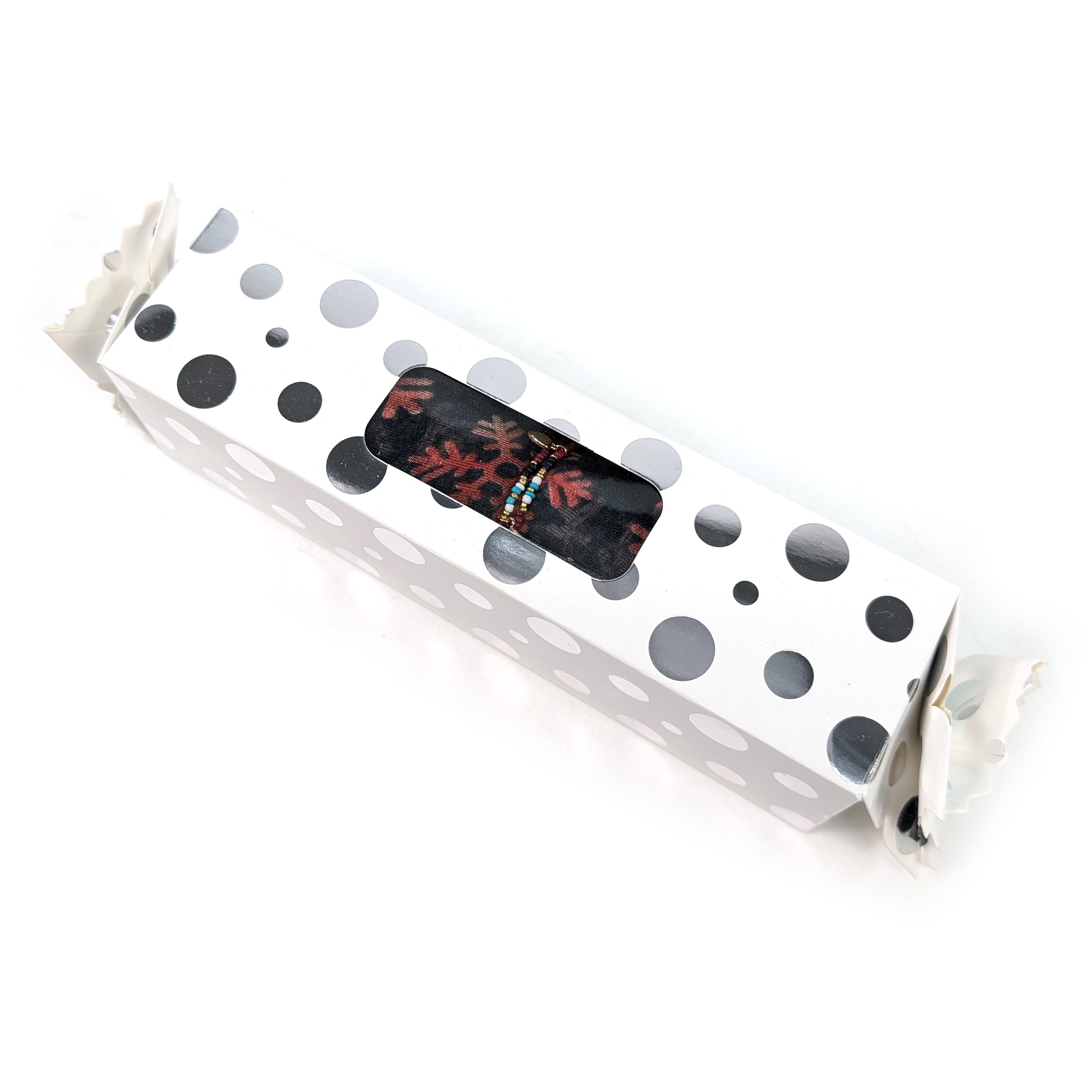 Elegant Black Snowflake Scarf & Bracelet Gift Set in Cracker Box - Perfect for Christmas, Birthday, and Holiday Gifting