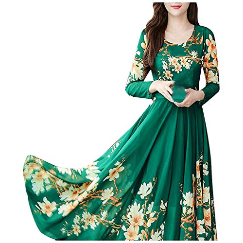 Elegant Long Sleeve Floral Print A-Line Women's Dress for Evening Party, Wedding Guest, Date Night & Special Occasions