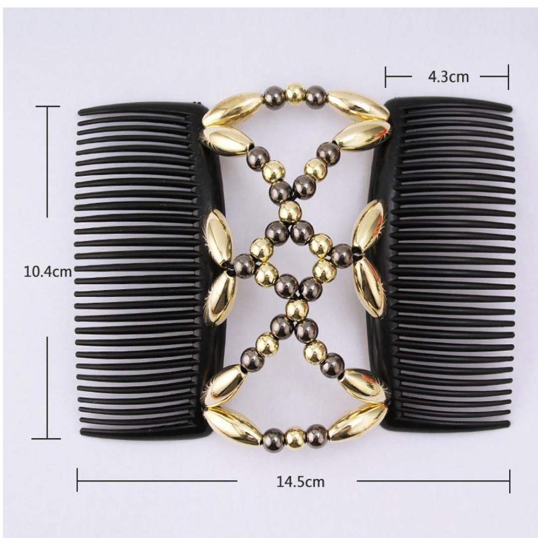 Magic Elastic Hair Clips for Women - Handmade Beaded Double Stretchy Hair Combs & Hair Accessories for Girls | Perfect for Updos, Ponytails & Everyday Styling