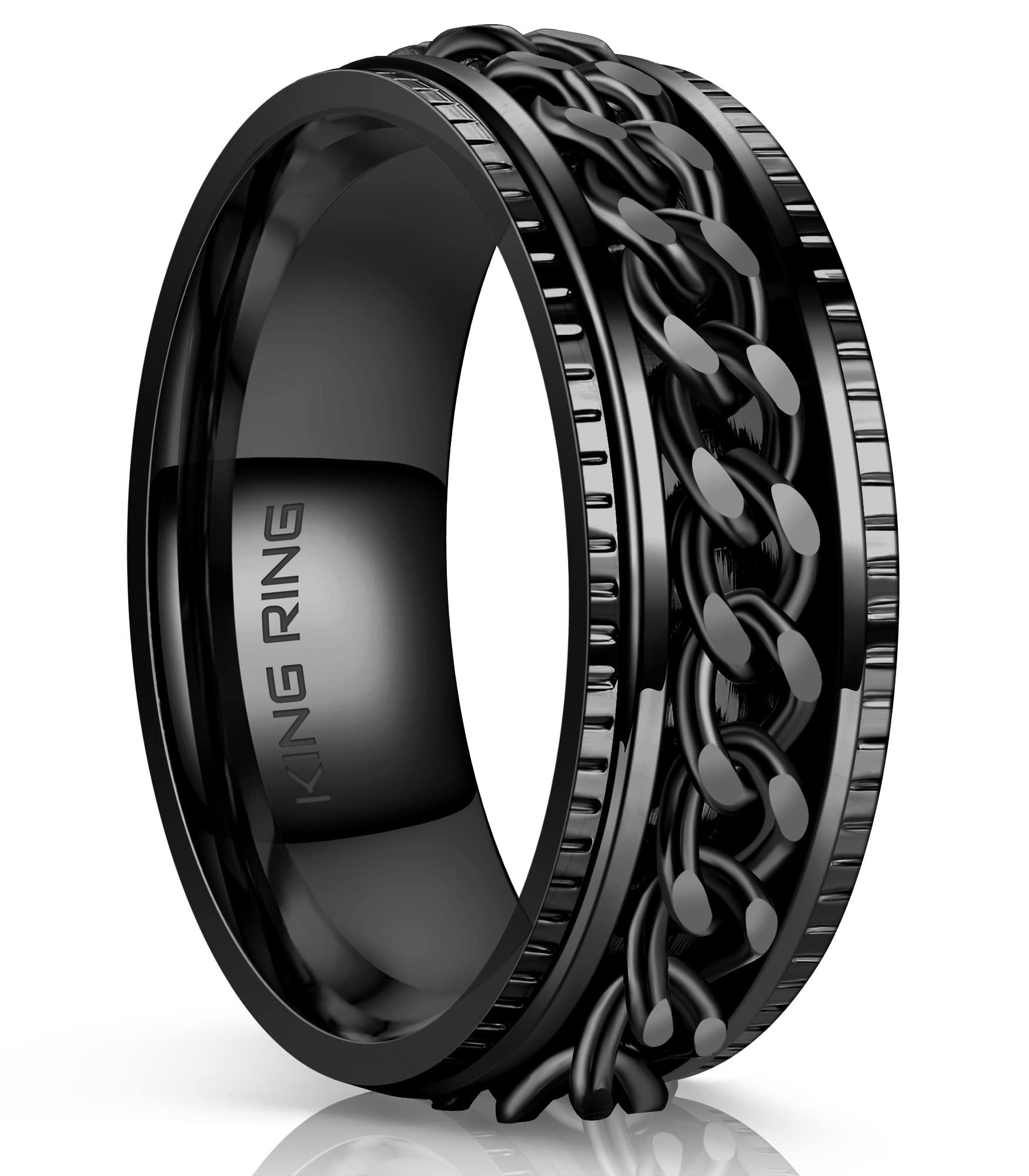 King Ring Super Spinner Ring - 8mm Stainless Steel Fidget Spinning Ring for Stress Relief & Anxiety | Unisex Spinner Jewelry for Men & Women | Perfect for Office, Travel & Everyday Focus