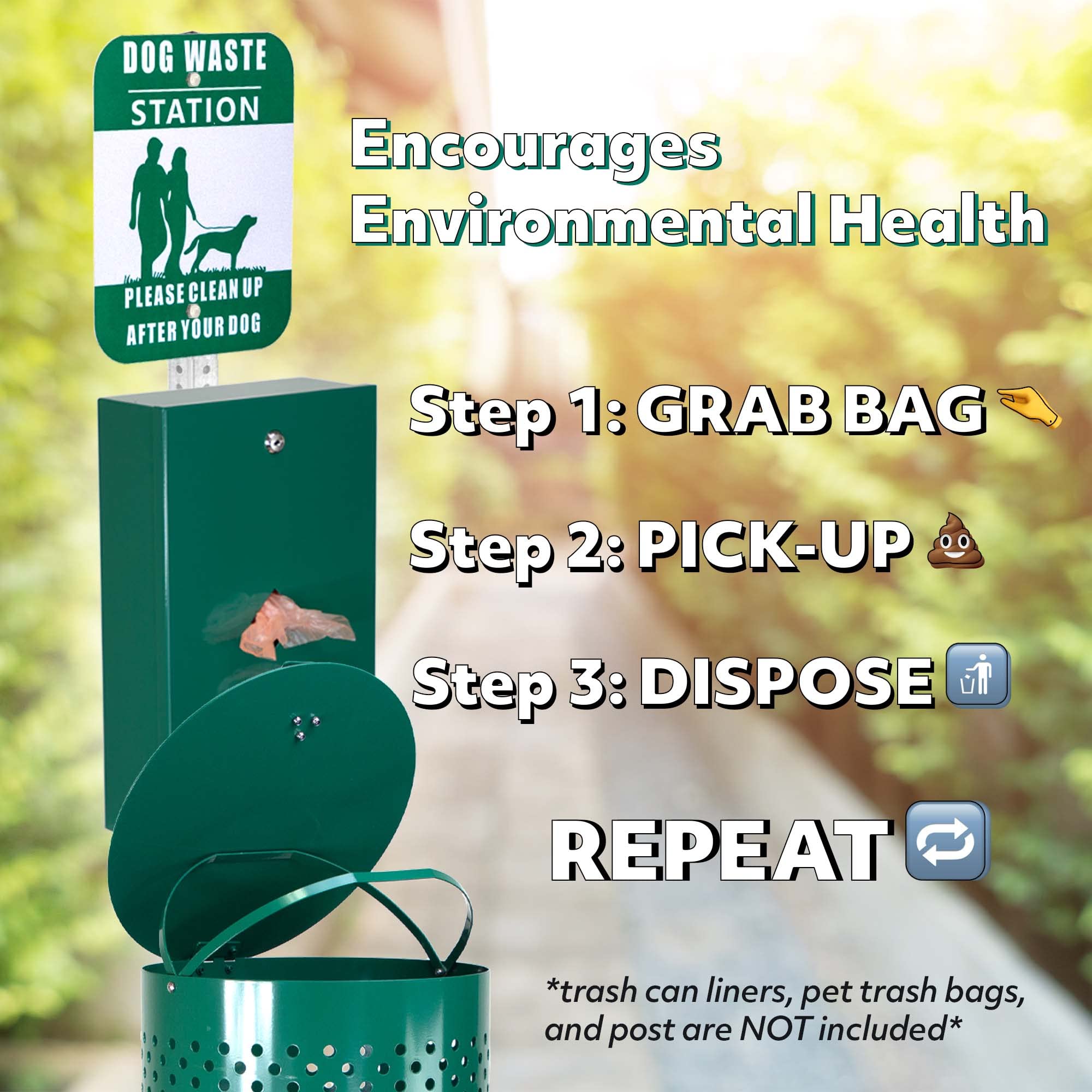 10 Gallon Aluminum Rustproof Dog Waste Station – Durable Outdoor Pet Poop Bin with Reflective Sign & Lid – Perfect for Backyards, Parks & Dog Walking Areas – Eco-Friendly Pet Waste Disposal Solution
