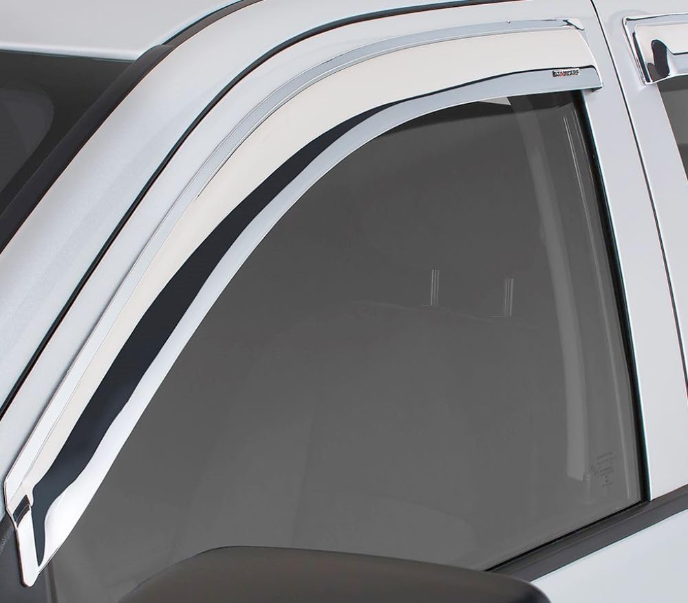 Stampede Tape-Onz Sidewind Deflectors for 2015-2020 Chevrolet Tahoe SUV - Polished Chrome (4-Piece Set) 60113-8 | Reduce Wind Noise & Protect Windows | Perfect for Highway Driving & Off-Road Adventures