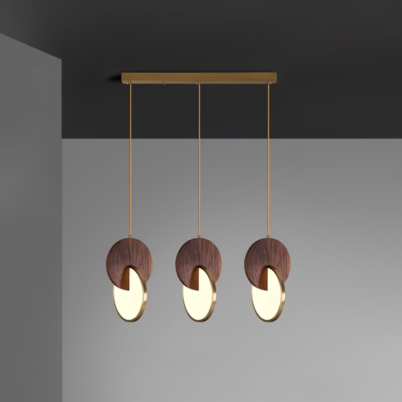 Modern Double Disk Pendant Light - Adjustable Hanging Chandelier for Dining Room, Kitchen Island & Living Room Decor
