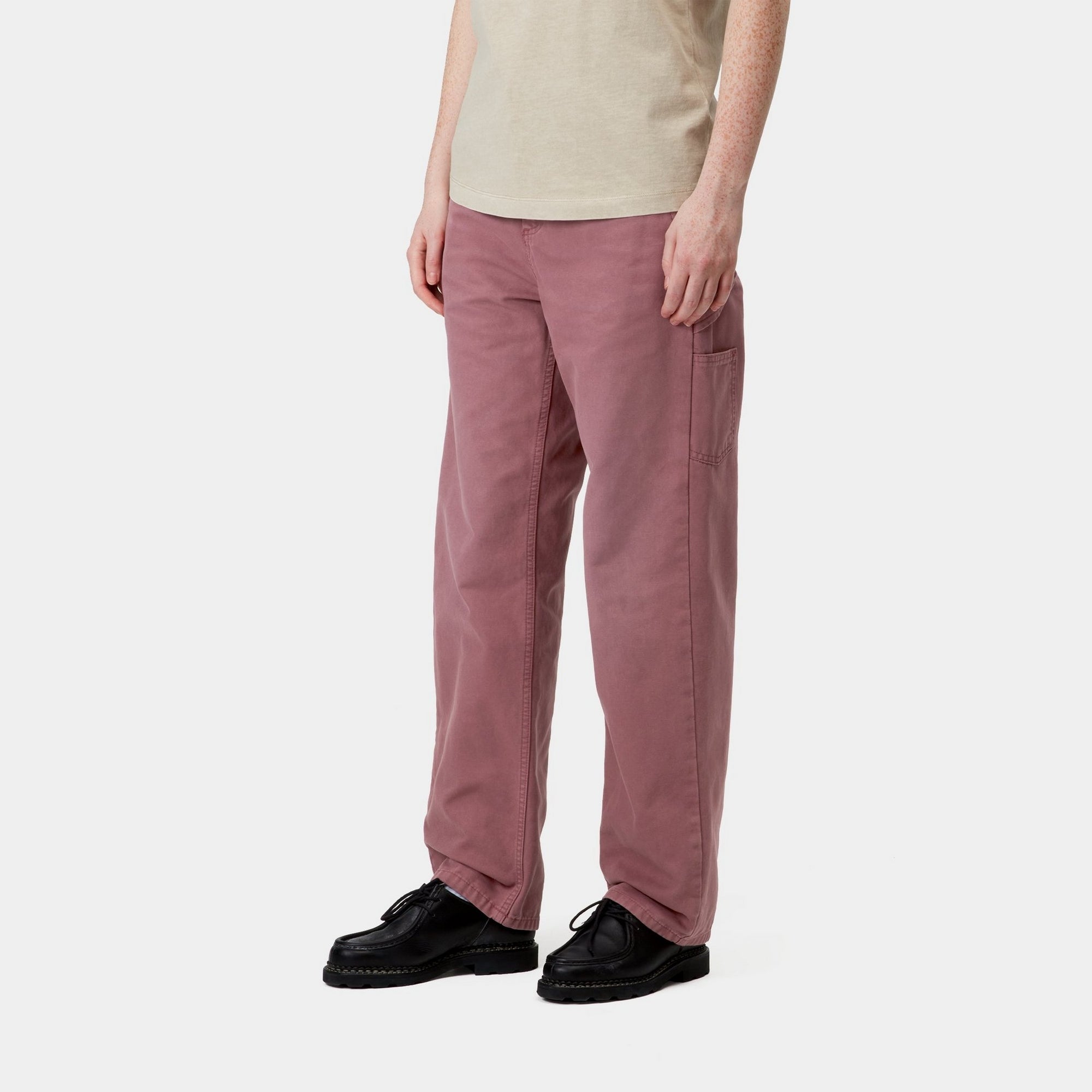 Pierce Straight Leg Pants for Women - Dusky Pink Stone Canvas Fabric | Casual Office Wear & Everyday Comfort