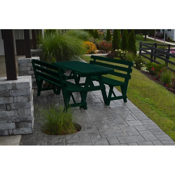 Durable Yellow Pine Wood Picnic Table with 2 Backed Benches - Outdoor Dining Set for Patio, Garden, Park & Backyard BBQs