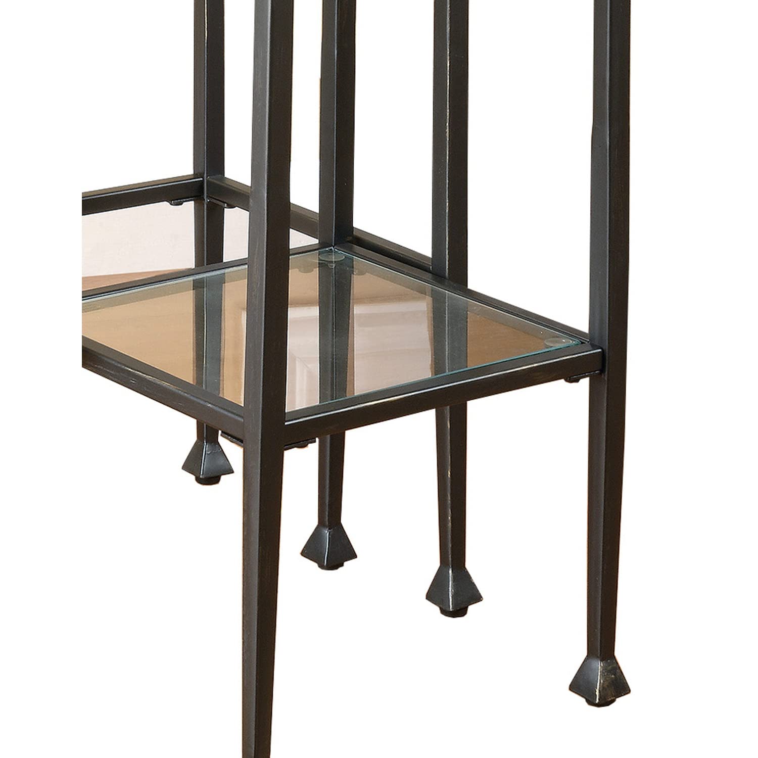 Benzara Modern End Table - Black & Clear Glass Accent Table for Living Room, Bedroom, or Office | Stylish Side Table with Sleek Design for Home Decor