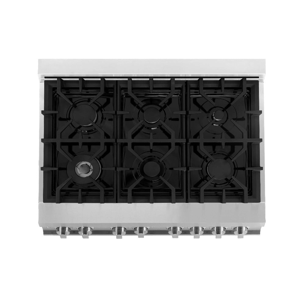 ZLINE 36 Inch Stainless Steel Kitchen Package - Dual Fuel Range, Range Hood, Microwave Drawer & Classic Dishwasher (4KP RARH36 MWDW) | Perfect for Modern Home Chefs & Gourmet Cooking