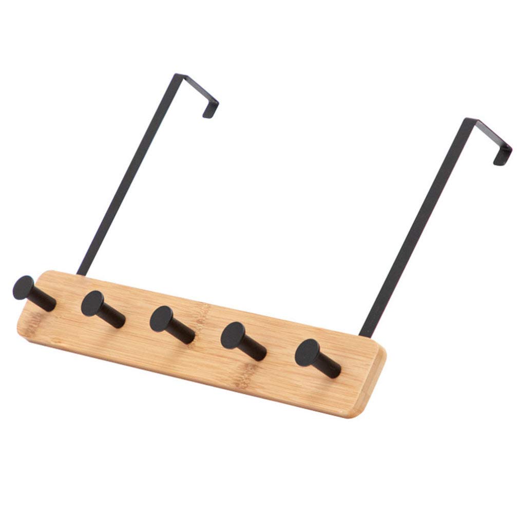 HEMOTON Over Door Hook Towel Rack - 5 Hooks Space Saving Organizer for Shirts, Belts, Hats, Coats & Towels - Perfect for Bathroom, Living Room & Kitchen Storage