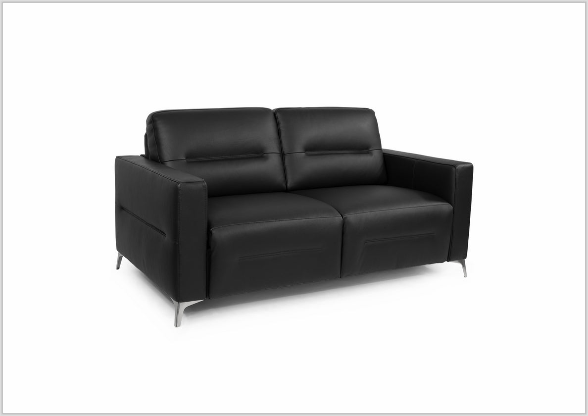 Kathy Ireland Tucson Genuine Leather Queen Sleeper Sofa with Chrome Steel Legs - Convertible Sofa Bed for Living Room, Guest Room & Small Spaces