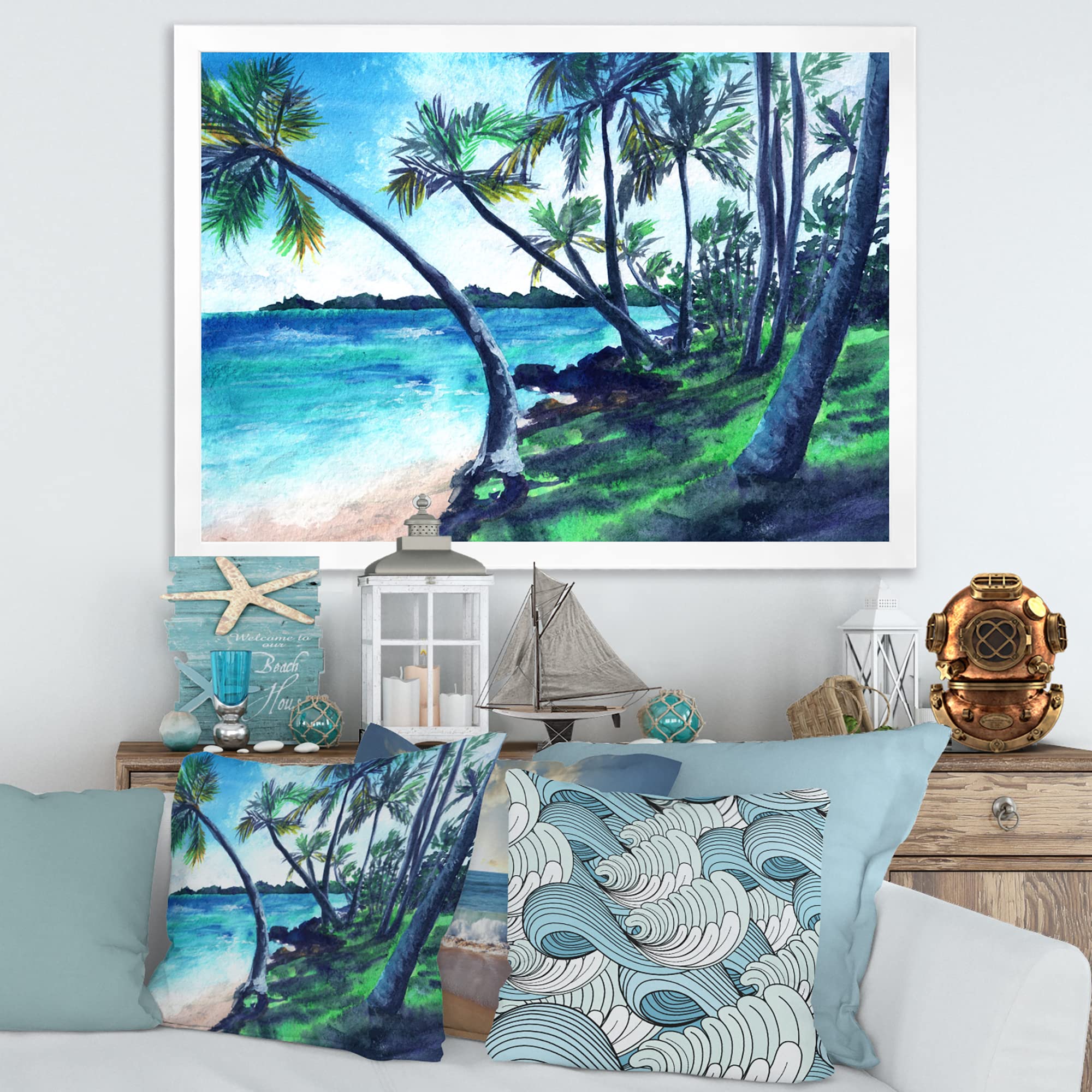Tropical Beach Wall Art - Summer Paradise Coastal Framed Print for Home & Office Decor | Perfect for Living Room, Bedroom, Beach House & Vacation Rental Decorations