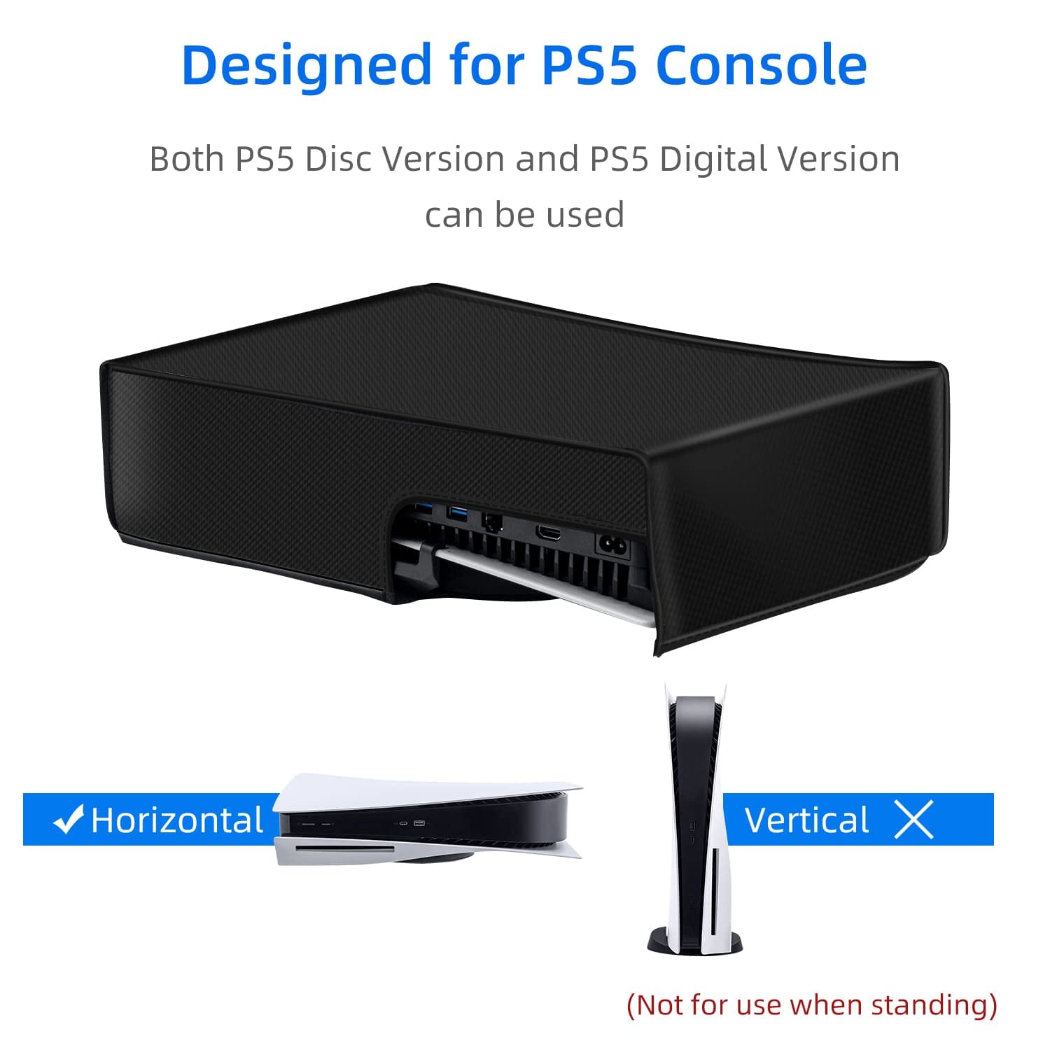 Wigearss Waterproof Dustproof Scratch-Resistant Protective Cover for PS5 (Not for PS5 Slim/PS5 Pro) - Perfect for Gaming Console Storage & Travel Protection