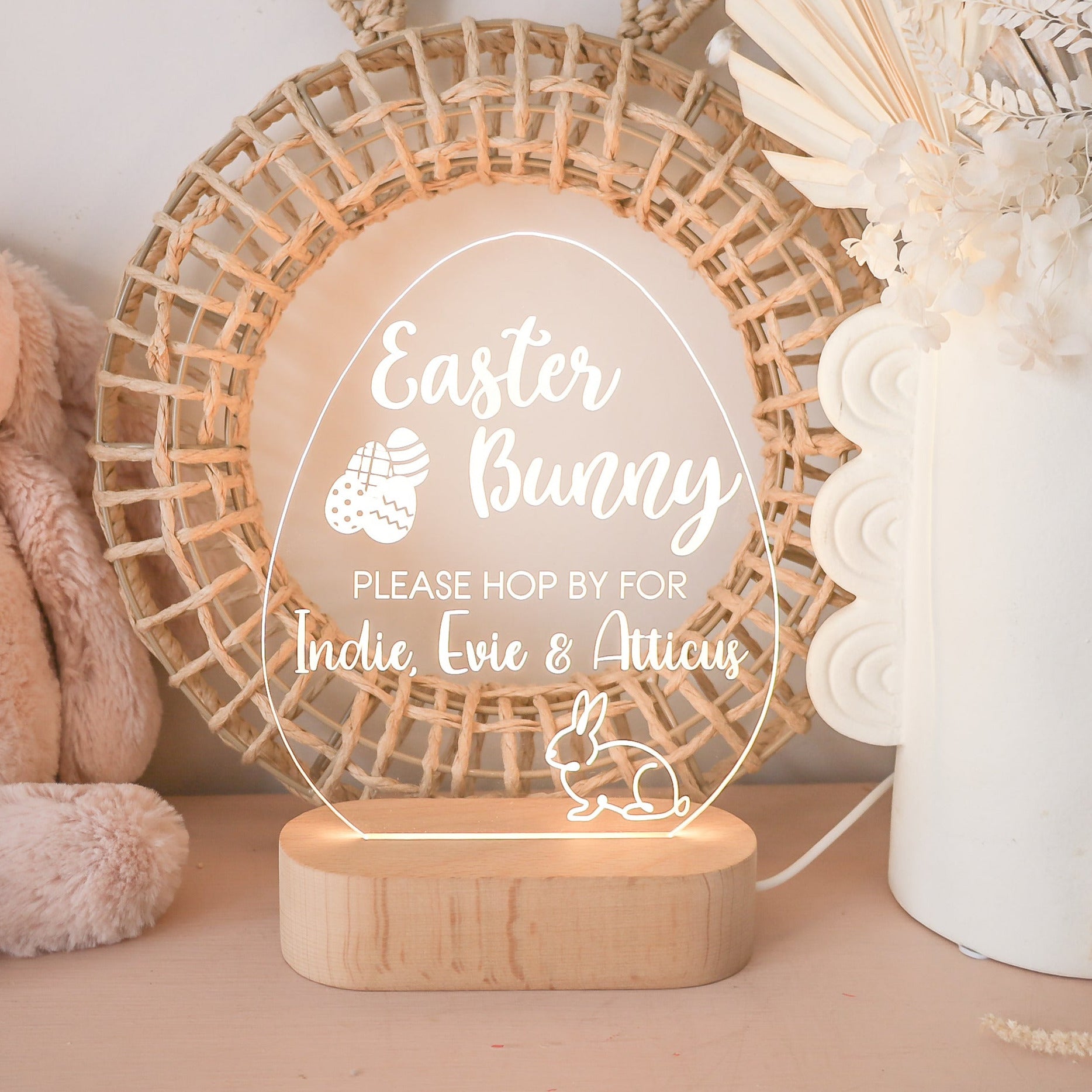 Easter Egg Acrylic Night Light - Decorative LED Plug-in Nightlight for Kids Room, Nursery, Holiday Decor - Perfect for Easter, Christmas & Bedtime