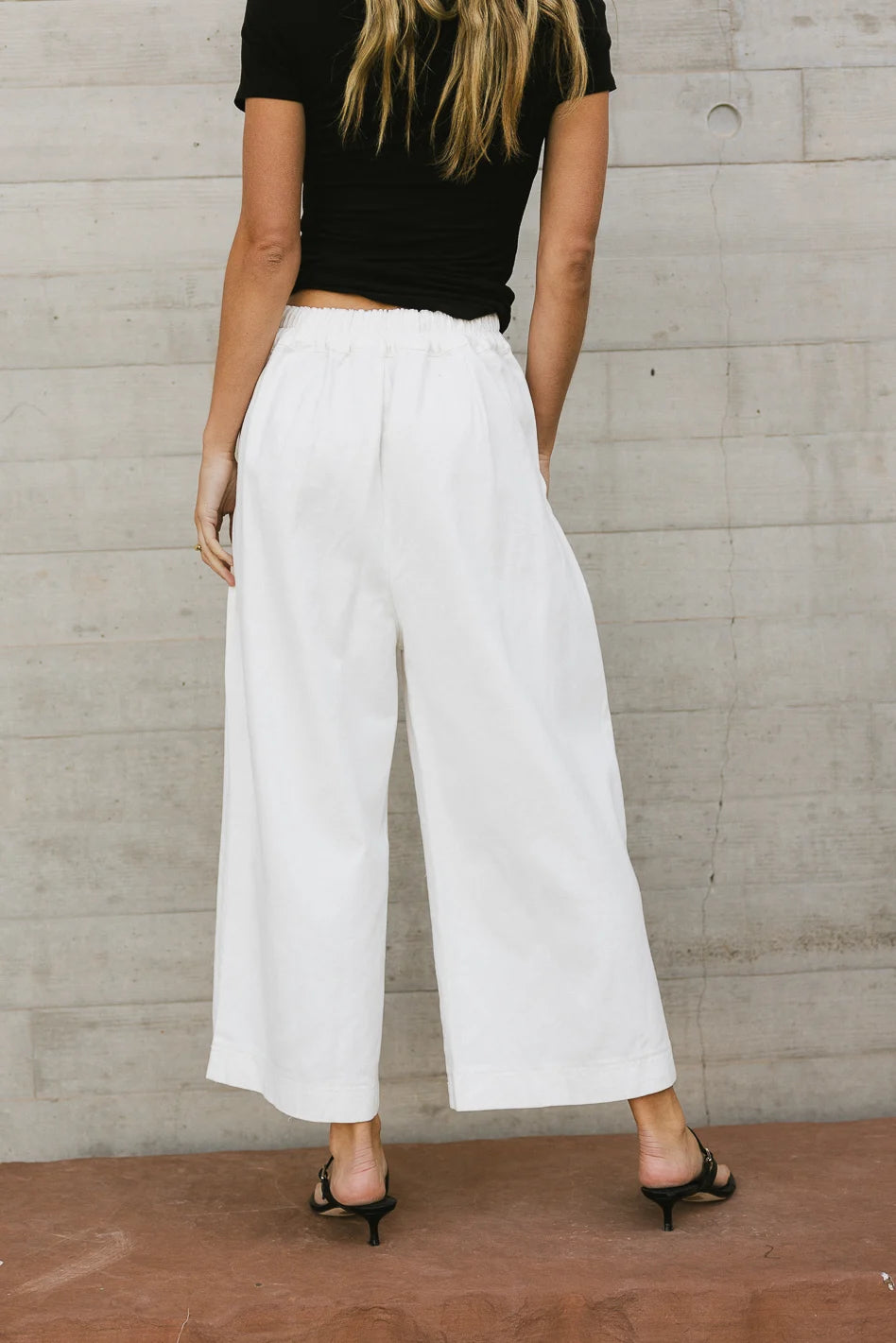 Elke Button Slacks in White - Women's High Waisted Trousers for Office & Casual Wear - Final Sale