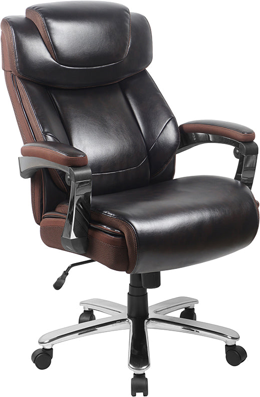 HERCULES Series Big & Tall 500 lb. Capacity Black LeatherSoft Executive Swivel Ergonomic Office Chair with Adjustable Headrest - Perfect for Home Office, Gaming, and Heavy-Duty Workspaces